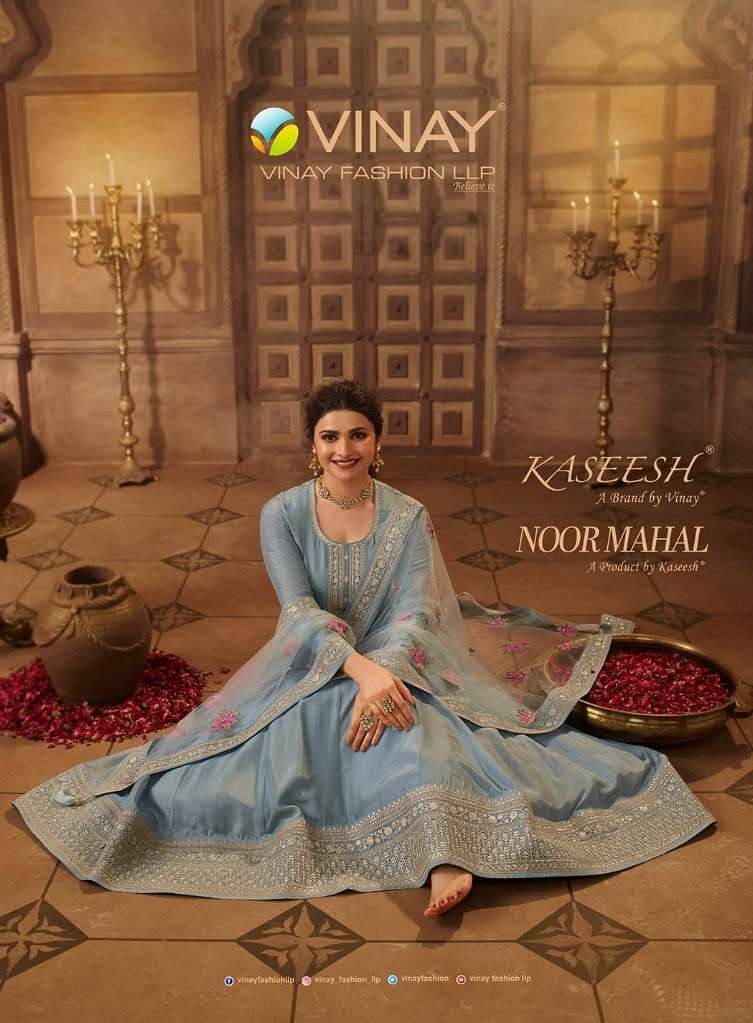 KASEESH NOR MAHAL BY VINAY FASHION 63691 TO 63698 SERIES DOLA SILK ANARKALI SUITS