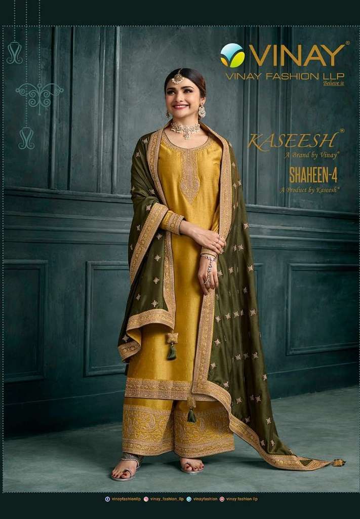 KASEESH SHAHEEN VOL-4 BY VINAY FASHION 63871 TO 63876 SERIES SILK GEORGETTE WORK DRESSES