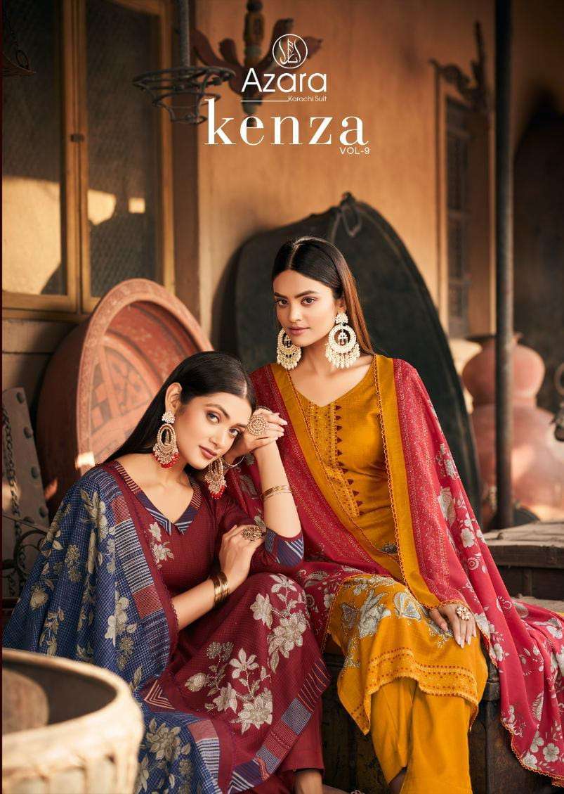 KENZA VOL-9 BY RADHIKA FASHION 52001 TO 52008 SERIES COTTON PRINT DIAMOND WORK SUITS