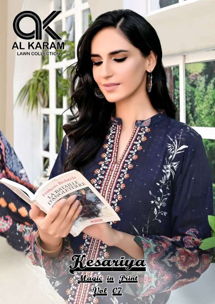 KESARIYA VOL-7 BY AL KARAM 7001 TO 7006 CAMBRIC COTTON PRINT PAKISTANI DRESSES