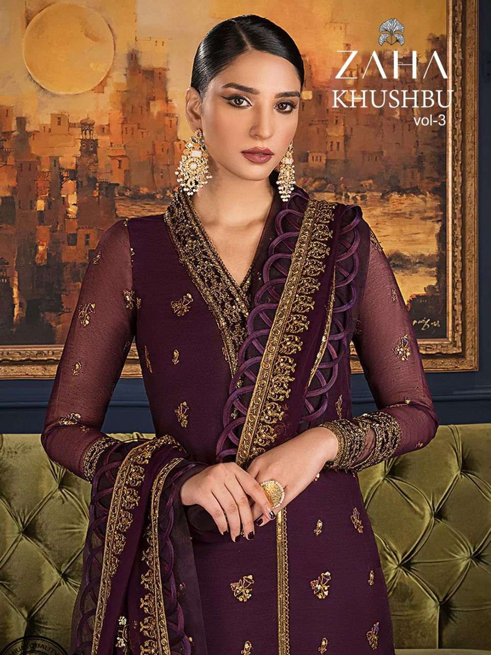 KHUSHBU VOL-3 BY ZAHA 10100 TO 10102 SERIES GEORGETTE EMBROIDERY PAKISTANI DRESSES