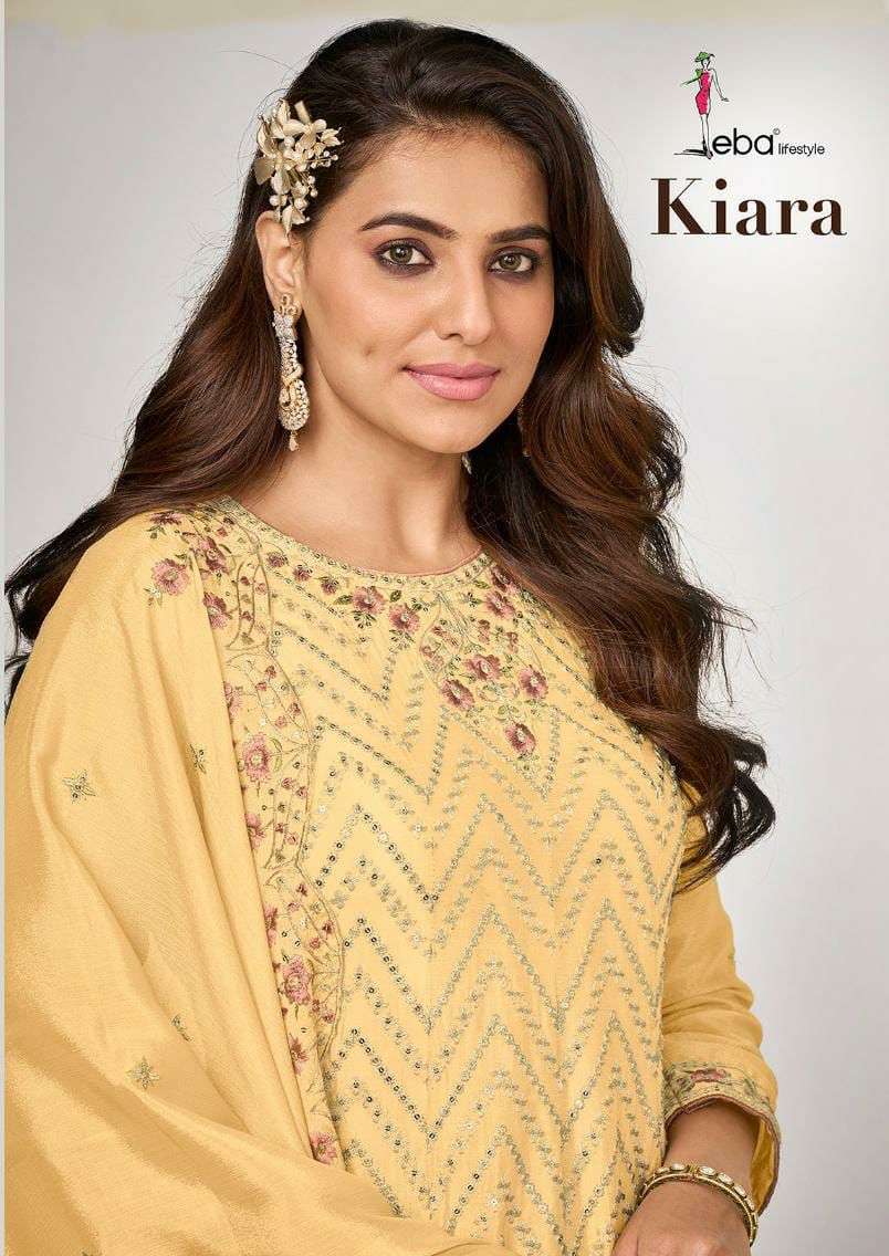 KIARA BY EBA LIFESTYLE 1507 TO 1510 SERIES CHINON EMBROIDERY STITCHED SHARARA SUITS