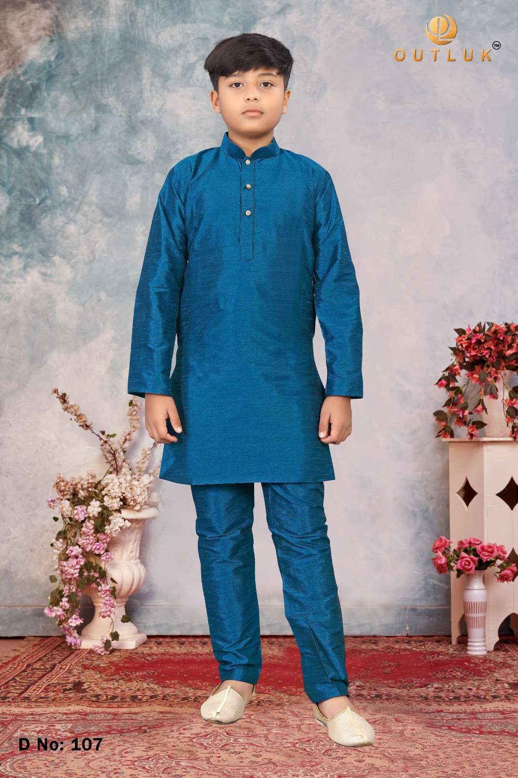 KIDS VOL-1 BY OUTLUK 101 TO 108 SERIES ART SILK FULL STITCHED KIDS KURTA PAJAMA