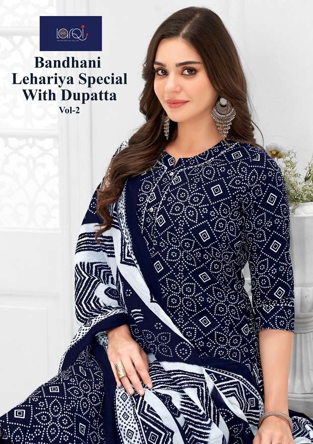 LARQI BANDHANI SPECIAL VOL-2 BY AQSAWHOLESALE COTTON BANDHANI PRINT STITCHED DRESSES