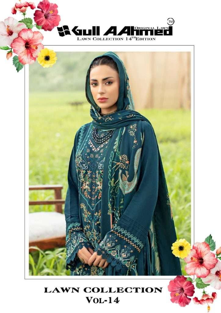 LAWN COLLECTION VOL-14 BY GULL AAHMAD 131 TO 136 SERIES LAWN PRINT PAKISTANI DRESSES