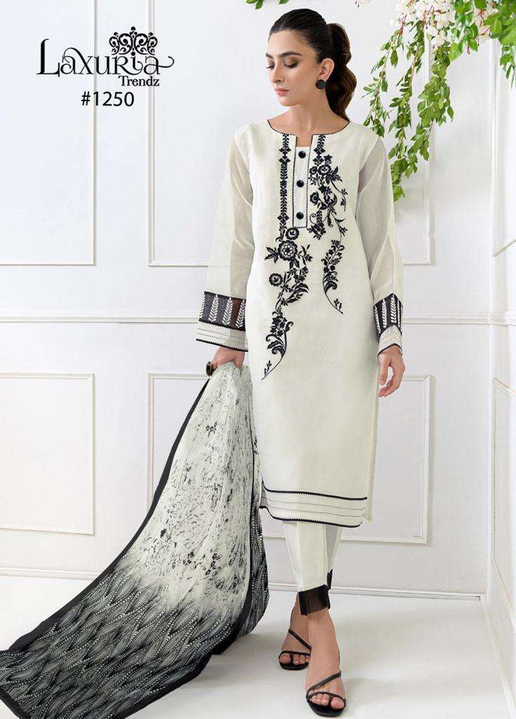 LAXURIA 1250 HIT DESIGN BY LAXURIA TRENDZ FAUX GEORGETTE EMBROIDERY PAKISTANI STITCHED DRESS