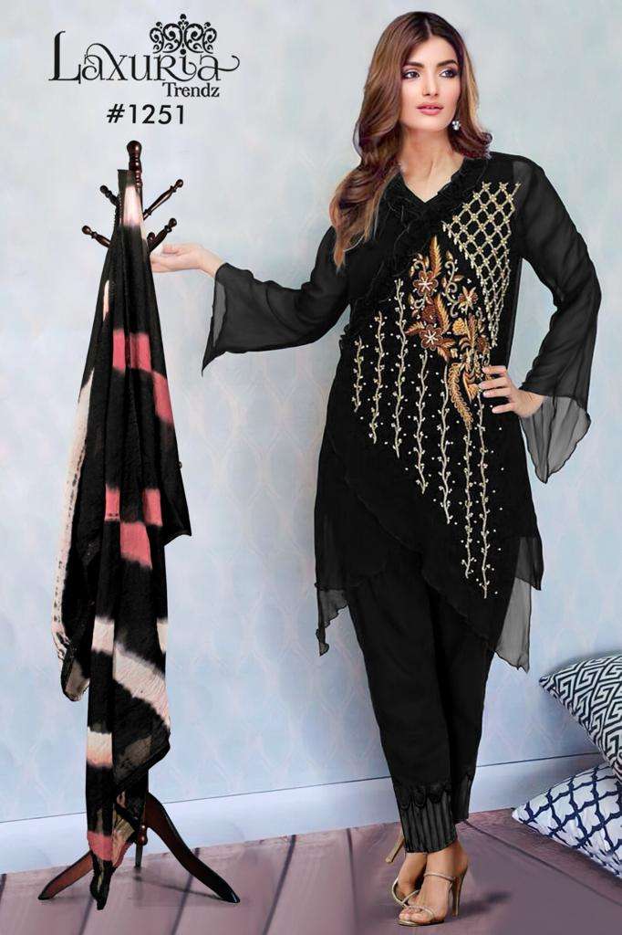 LAXURIA 1251 HIT DESIGN BY LAXURIA TRENDZ FAUX GEORGETTE EMBROIDERY STITCHED PAKISTANI DRESS