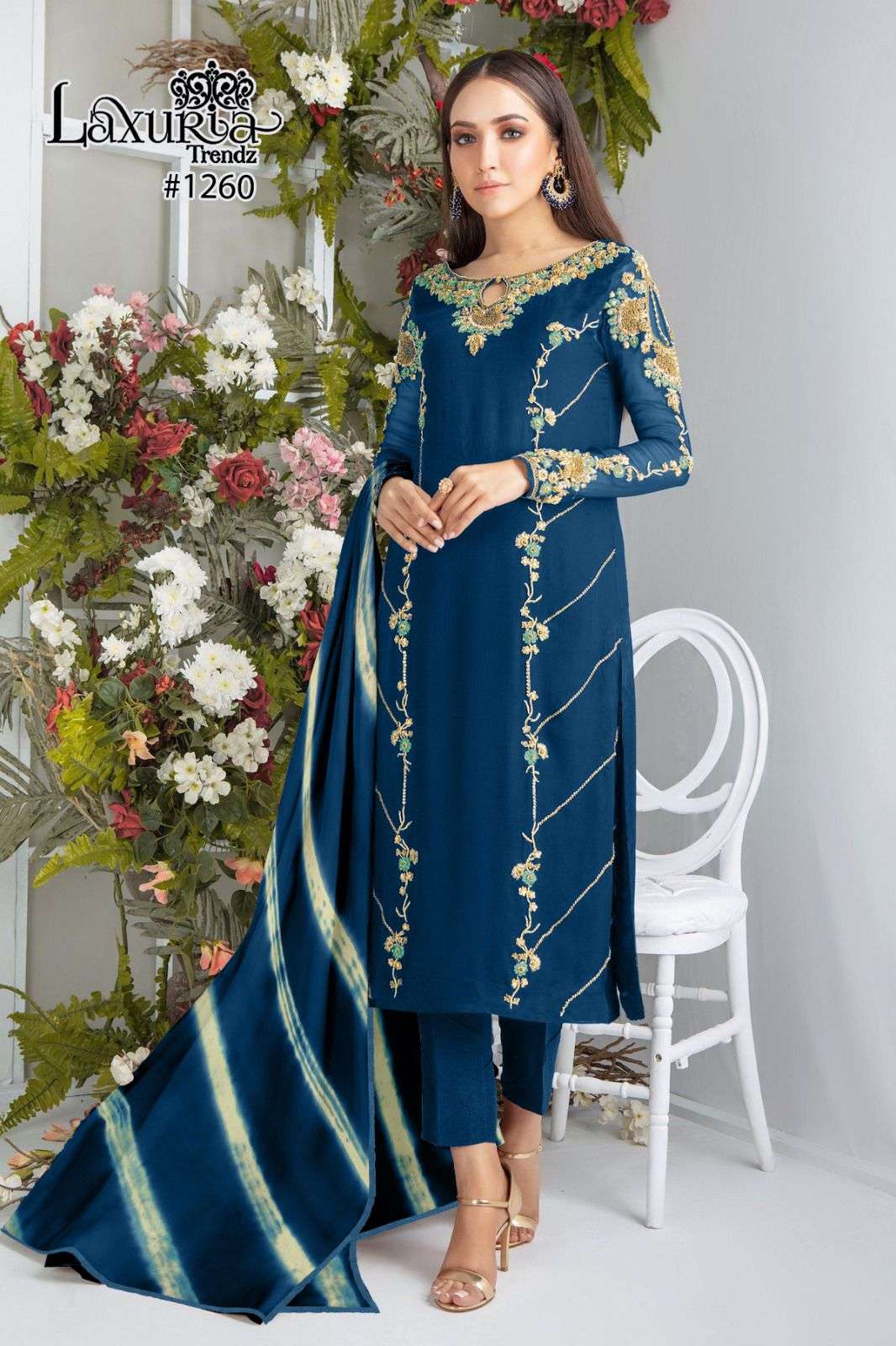 LAXURIA 1260 NX BY BY LAXURIA TRENDZ FAUX GEORGETTE EMBROIDERY STITCHED PAKISTANI DRESSES