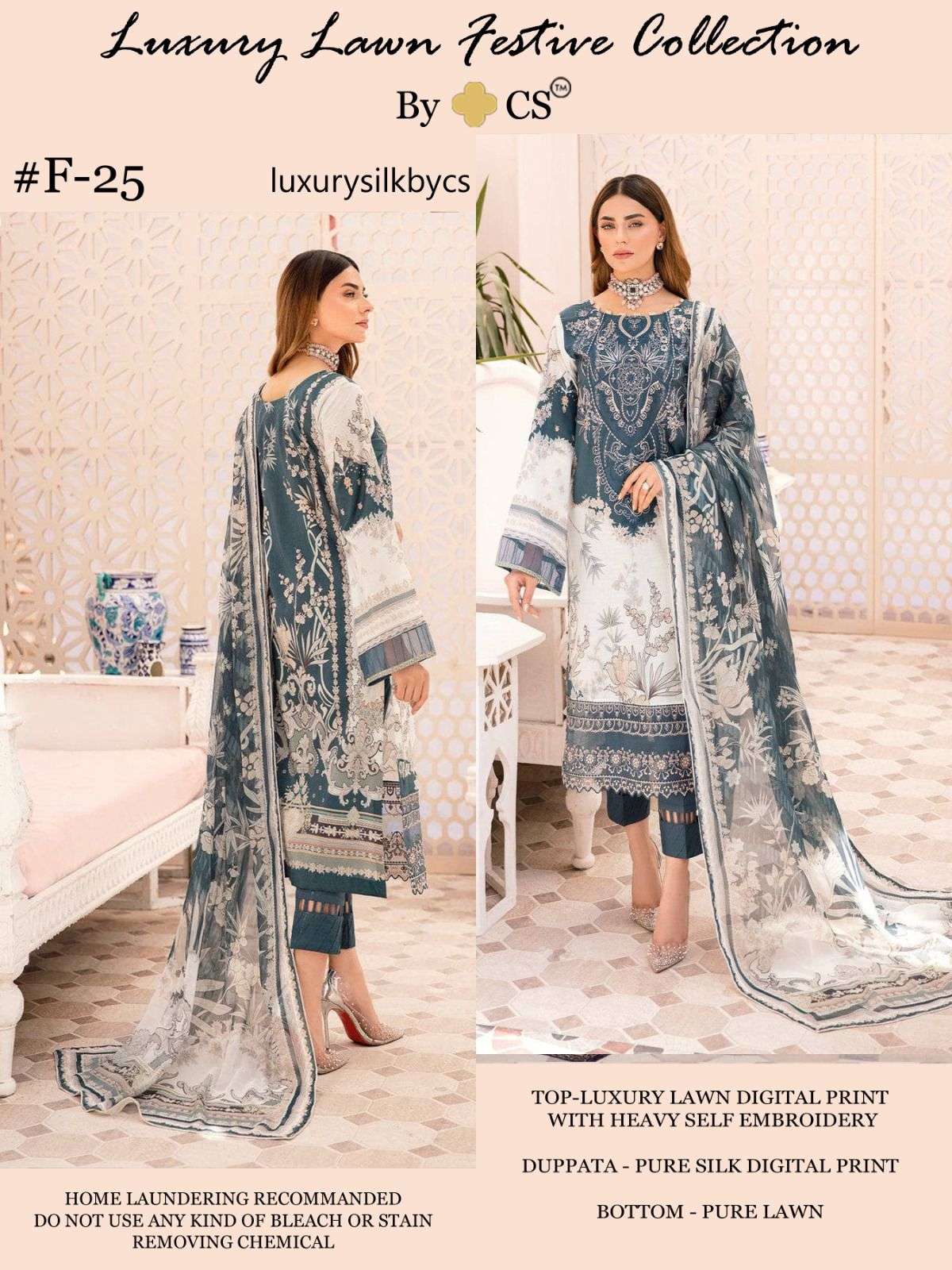 LUXURY LAWN FESTIVE COLLECTION VOL-6 BY AQSAWHOLESALE LAWN PRINT EMBROIDERY PAKISTANI DRESSES