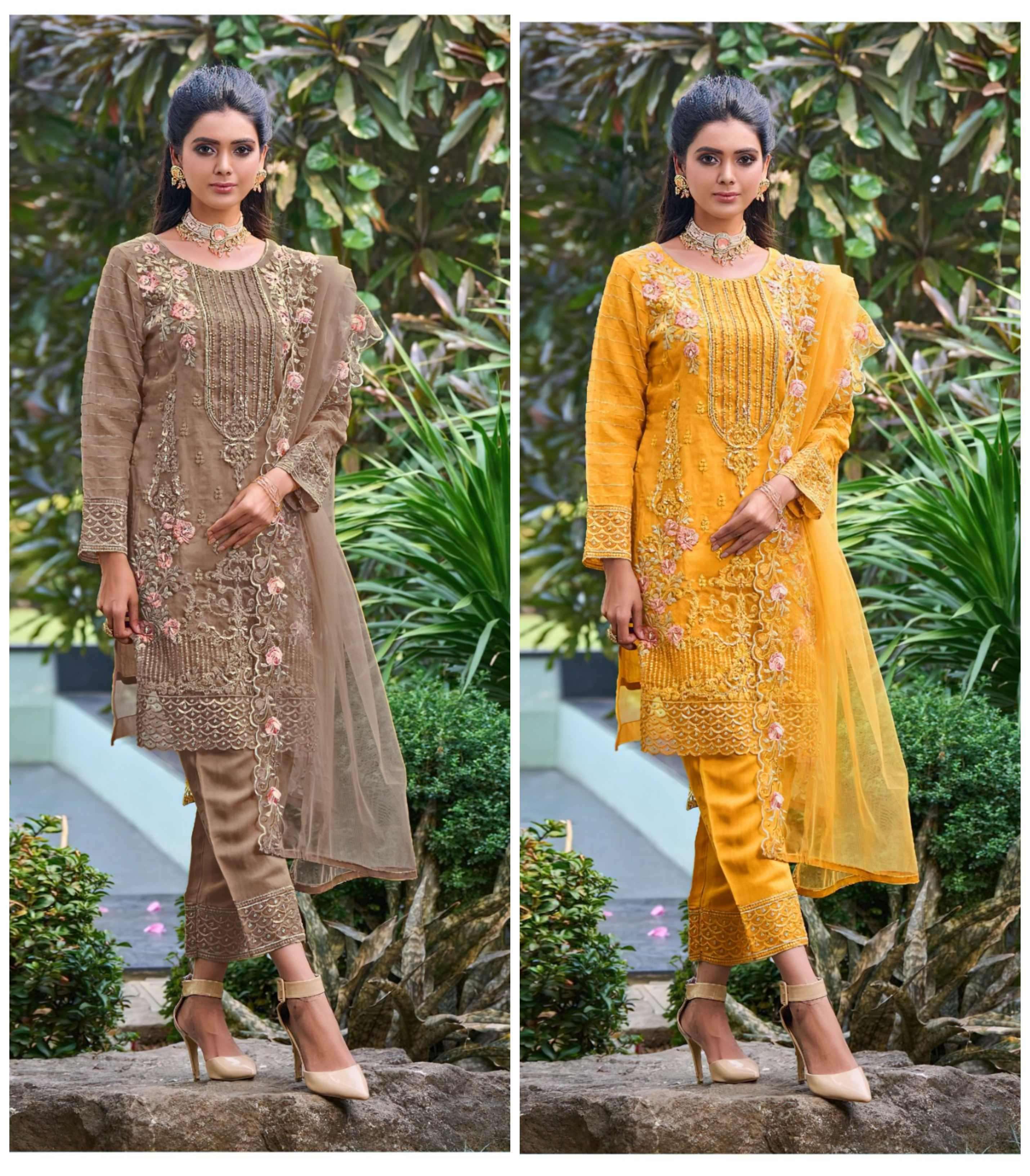 M-1102 COLOURS BY MEHTAB TEX 1102-A TO 1102-B SERIES ORGANZA STITCHED PAKISTANI DRESSES