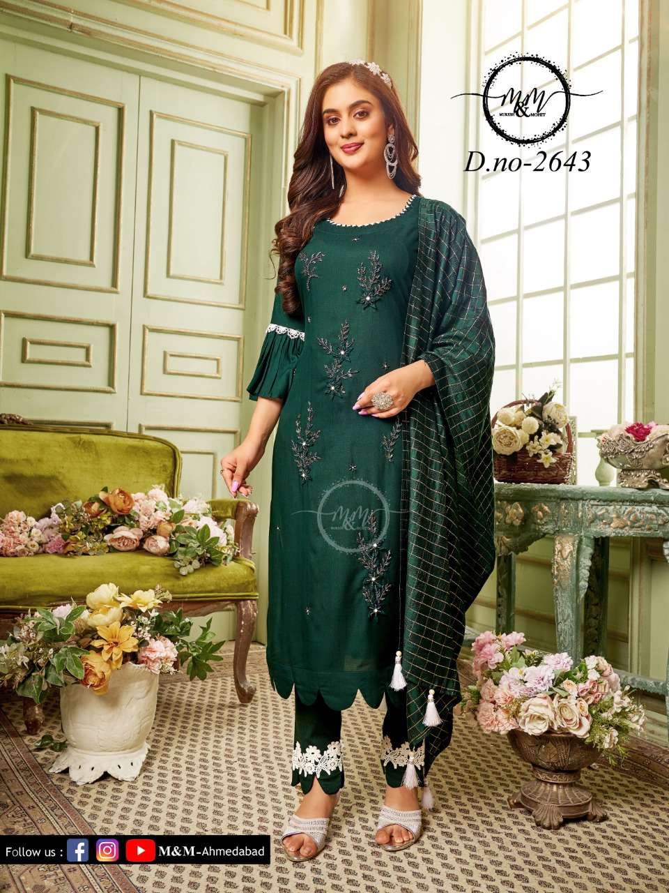 M&M 2643 HIT DESIGN BY M&M PERSIAN SILK HEAVY EMBROIDERY STITCHED PAKISTANI DRESS