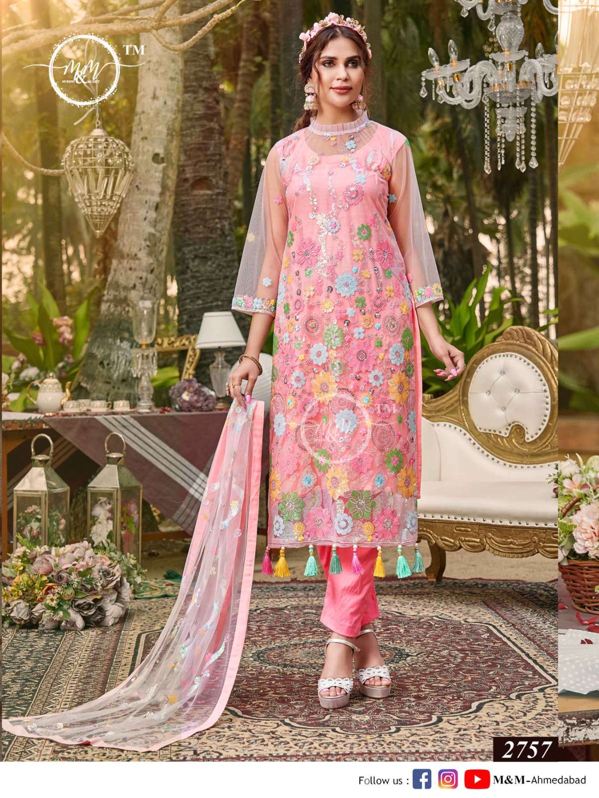 M&M 2757 HIT DESIGN BY M&M DESIGNER HEAVY WORK STITCHED PAKISTANI DRESS