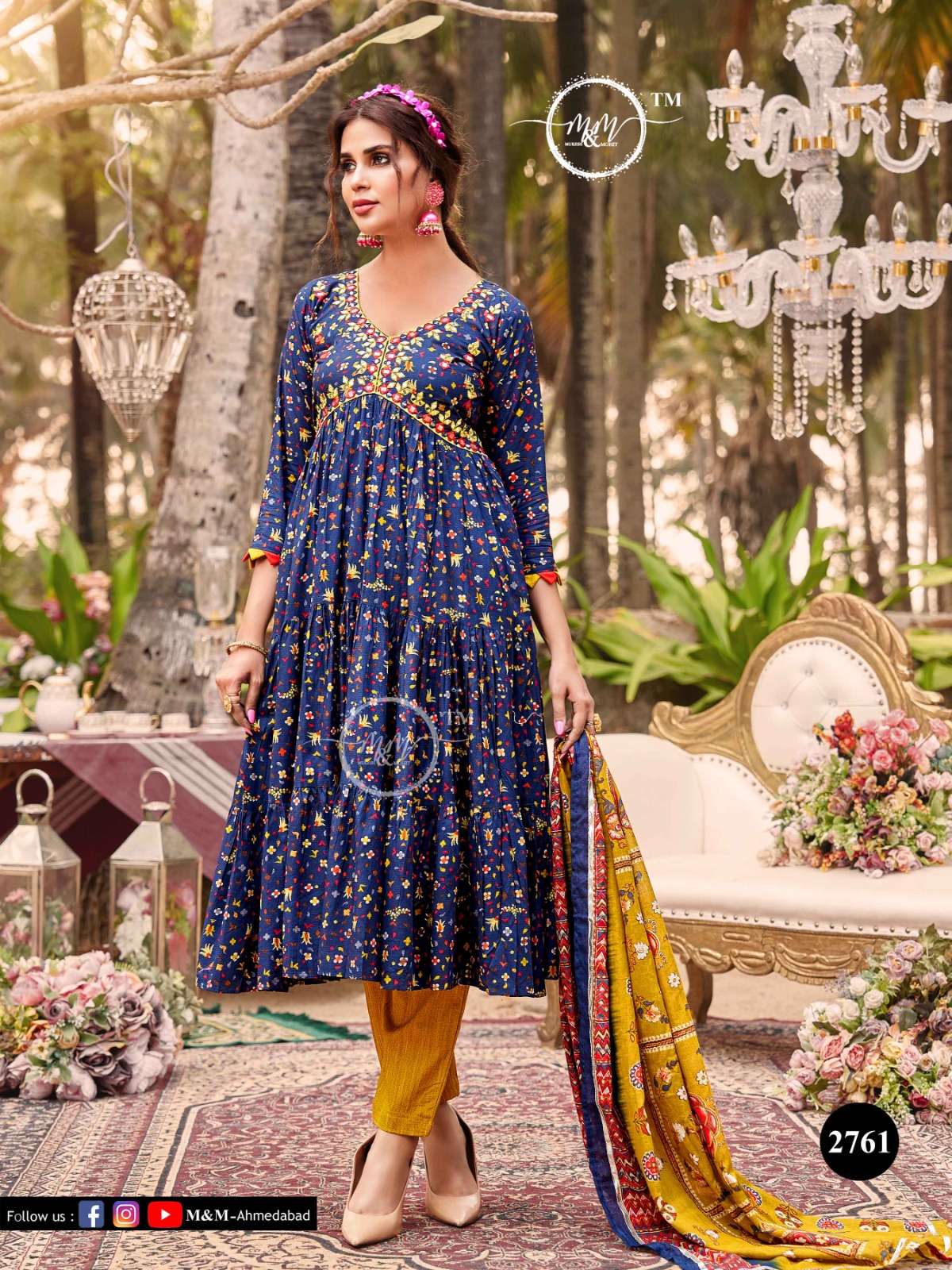 M&M 2761 HIT DESIGN BY M&M PURE COTTON EMBROIDERY HANDWORK STITCHED DRESS