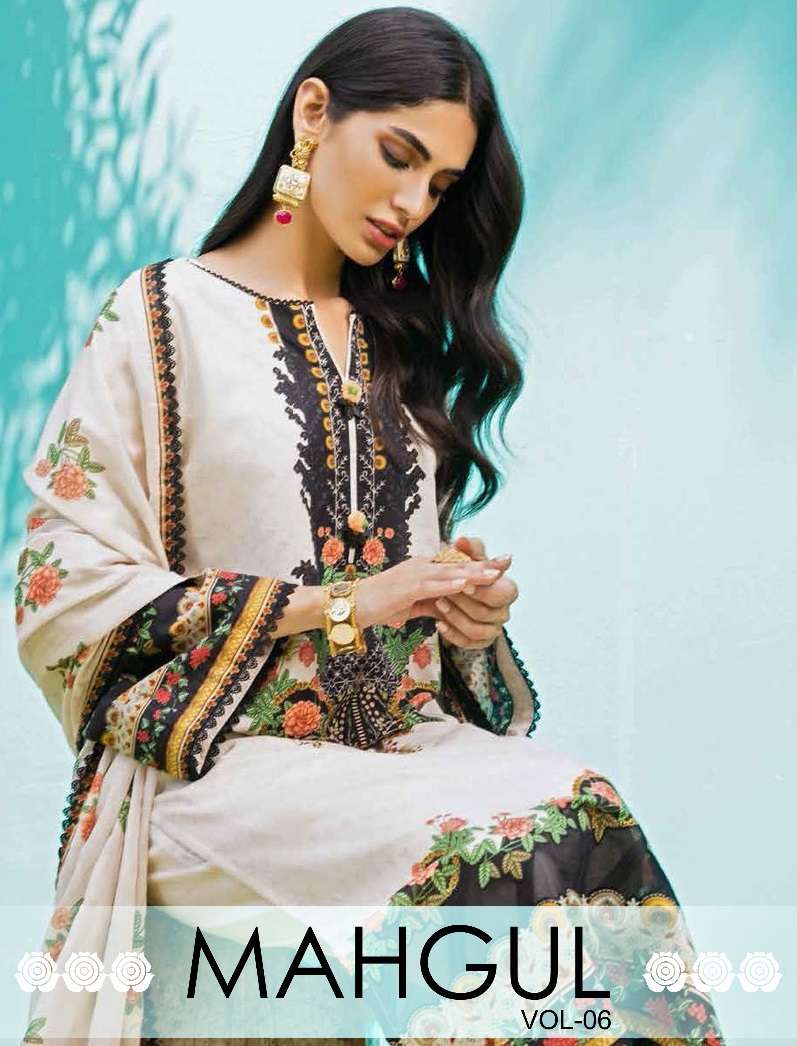 MAHGUL VOL-6 BY SHRADDHA DESIGNER 6001 TO 6004 SERIES LAWN COTTON PAKISTANI DRESSES