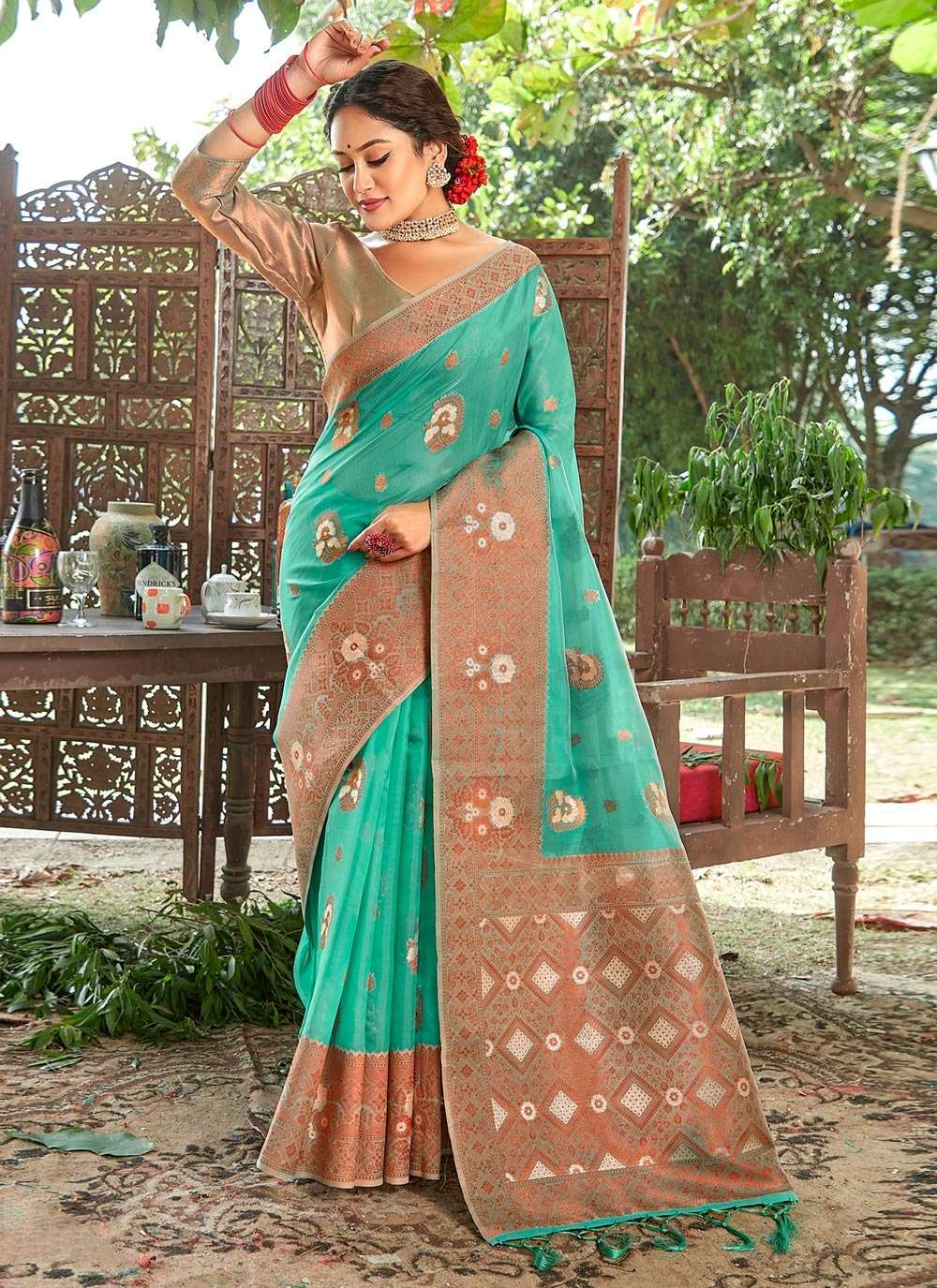 MAHOTSAV BY BUNAWAT 1001 TO 1006 SERIES ORGANZA PRINT SAREES