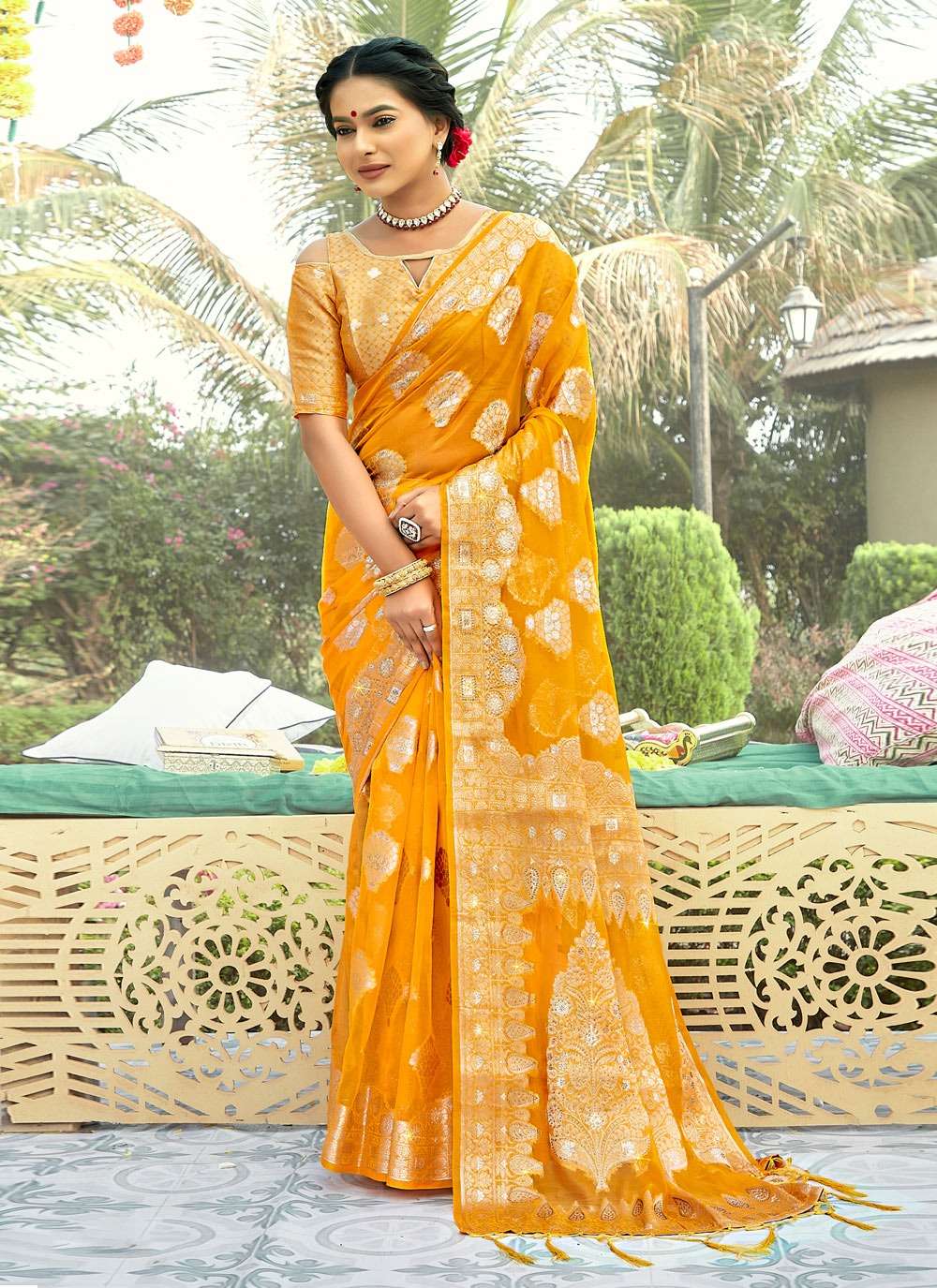 MANBHAVAN BY BUNAWAT 1001 TO 1006 SERIES DESIGNER ORGANZA WORK SAREES