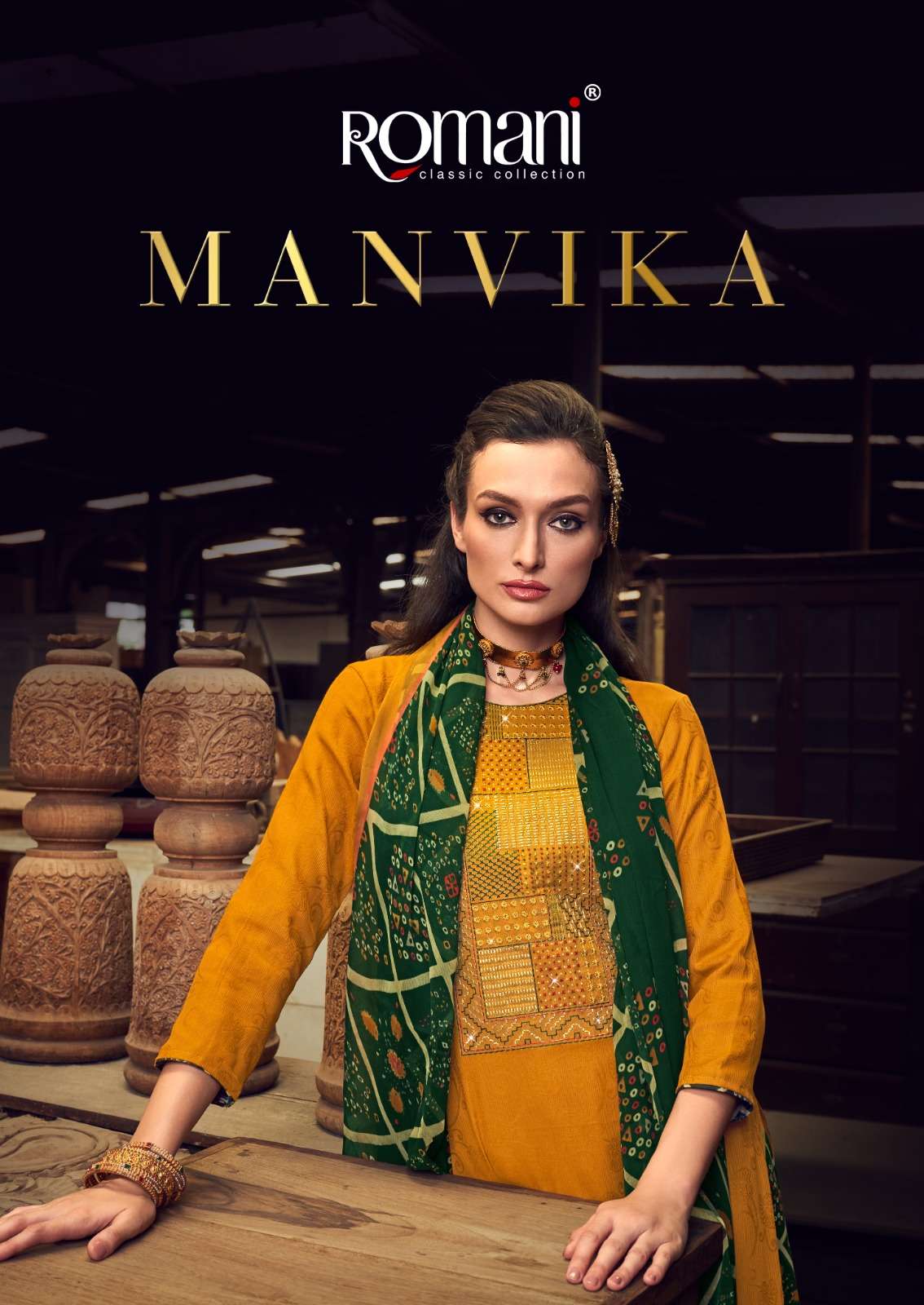 MANVIKA BY ROMANI 1065-001 TO 1065-010 SERIES JAM COTTON EMBROIDERED DRESSES