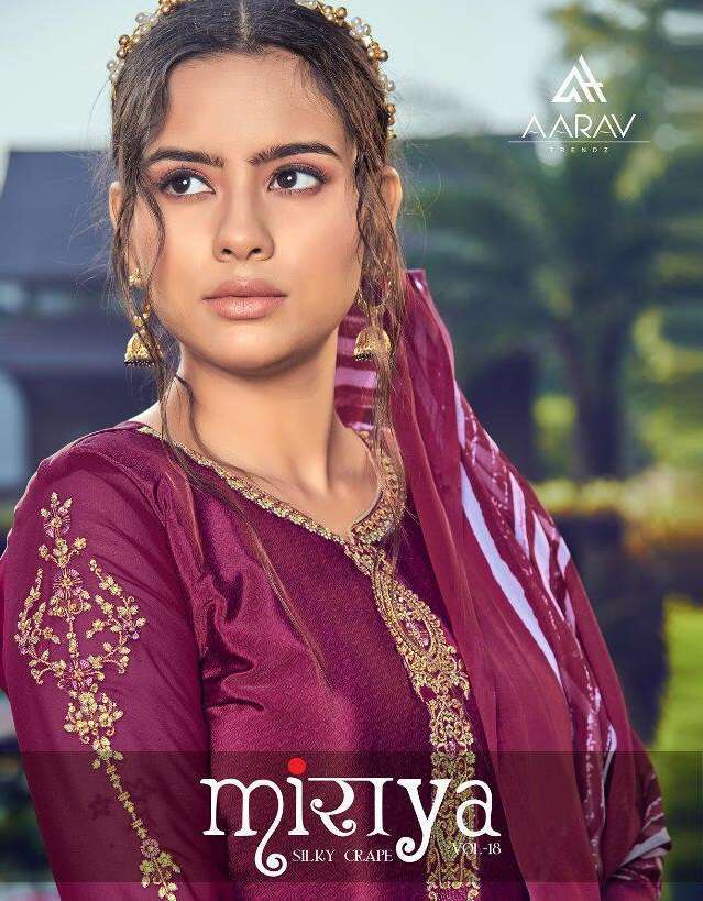 MIRAYA VOL-18 BY AARAV TRENDZ 323 TO 330 SERIES FRENCH CRAPE EMBROIDERY WORK DRESSES