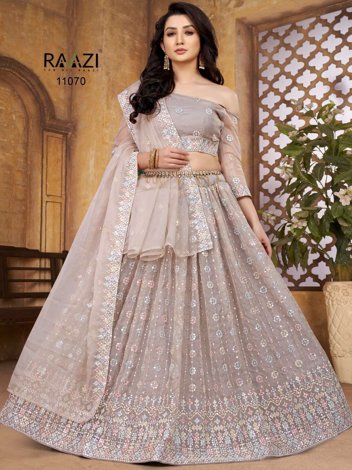 MIRROR MAGIC BY RAMA FASHION 11070 TO 11072 SERIES ORGANZA EMBROIDERY WORK LEHENGAS