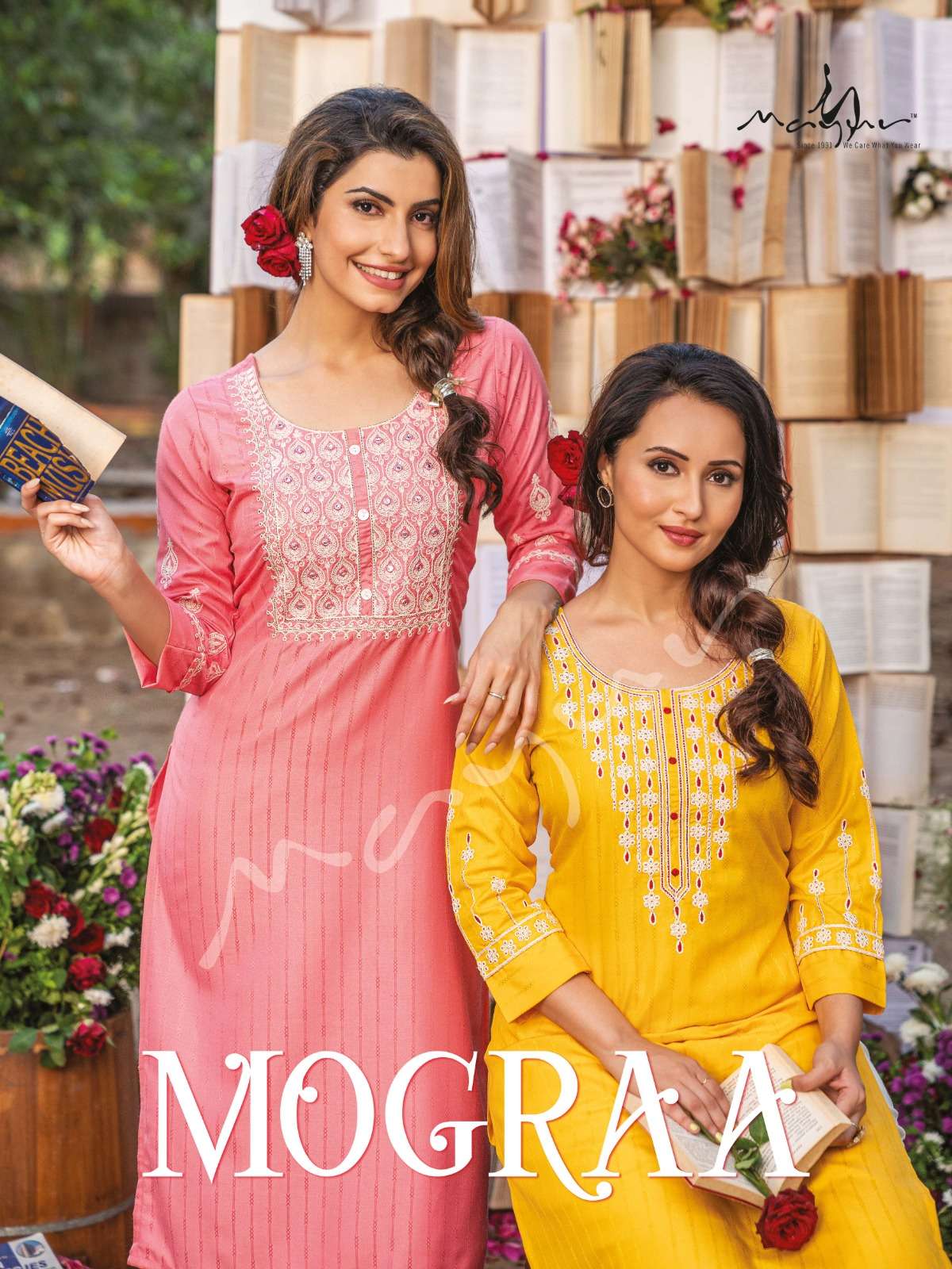 MOGRAA BY MAYUR 101 TO 108 SERIES HEAVY BOMBAY RAYON WORK KURTIS