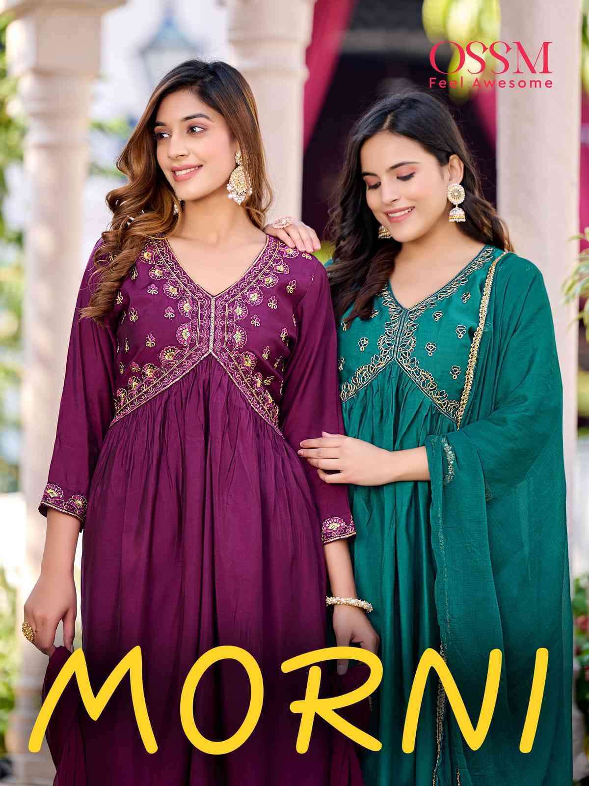 MORNI BY OSSM 101 TOP 106 SERIES ROMAN VISCOSE SILK WORK STITCHED DRESSES