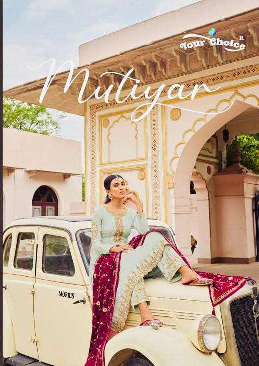 MUTIYAR BY YOUR CHOICE 1001 TO 1004 SERIES HEAVY CHINON EMBROIDERY WORK DRESSES