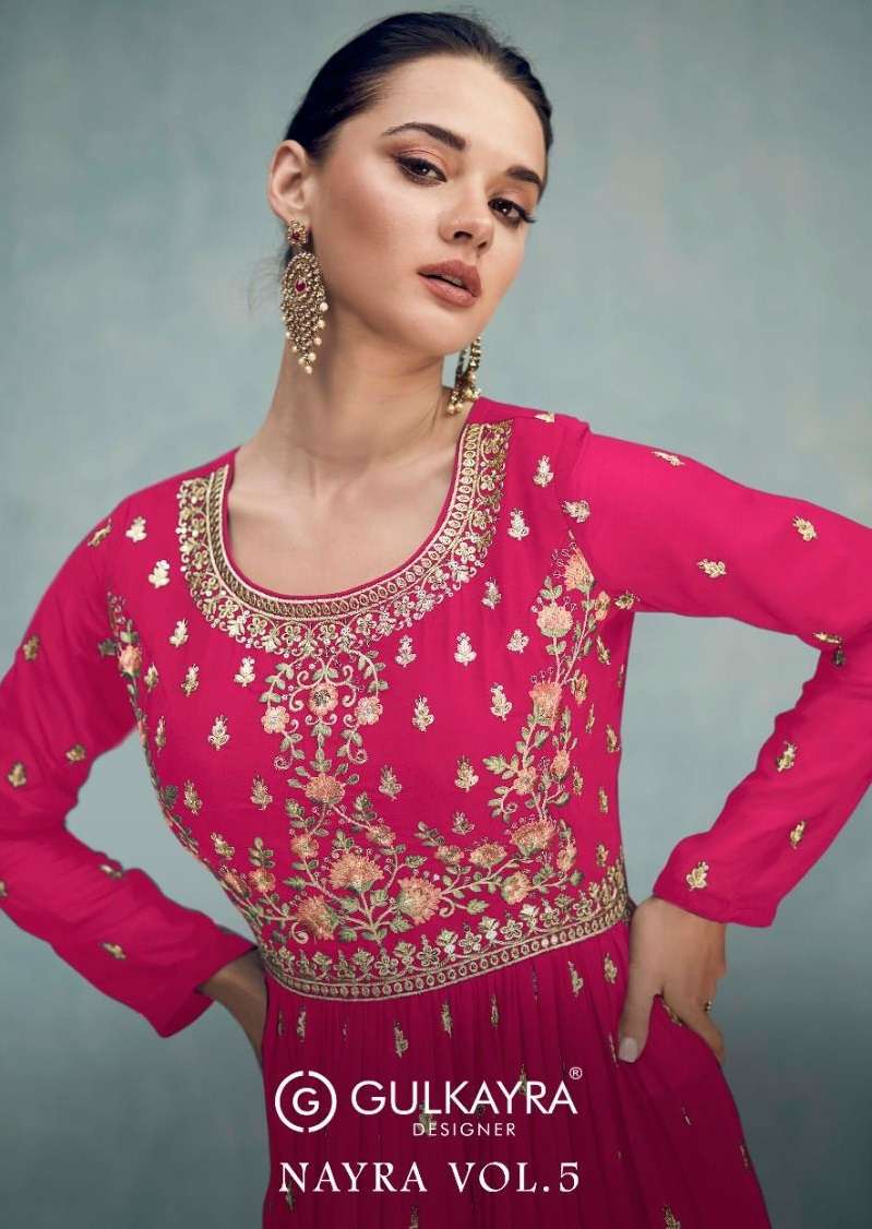 NAYRA VOL-5 BY GULKAYRA 7205-A TO 7205-D SERIES BLOOMING GEORGETTE EMBROIDERY DRESSES