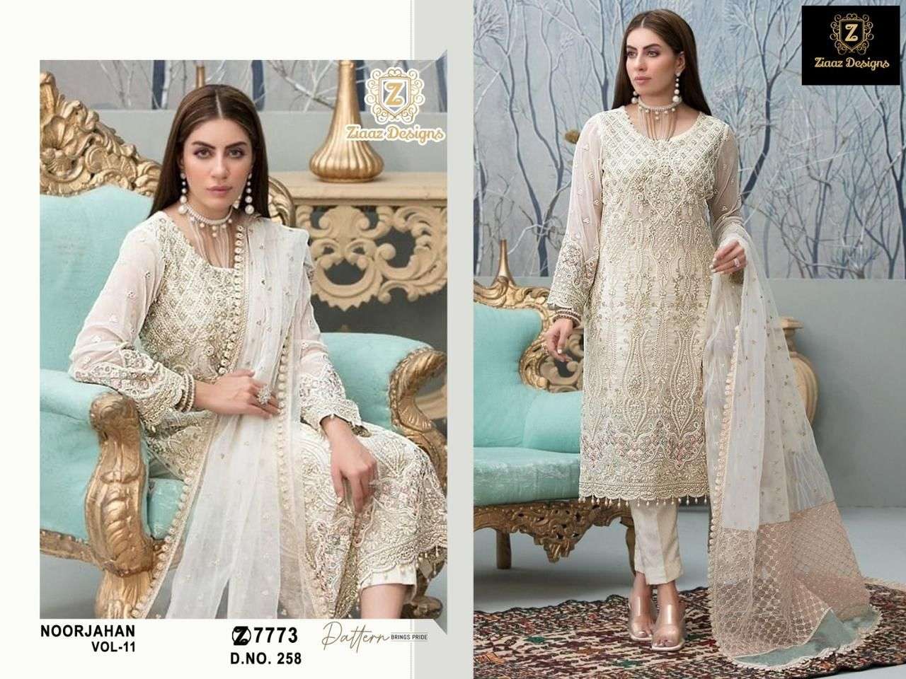 NOORJAHAN VOL-11 BY ZIAAZ DESIGNS GEORGETTE EMBROIDERY WORK PAKISTANI DRESS