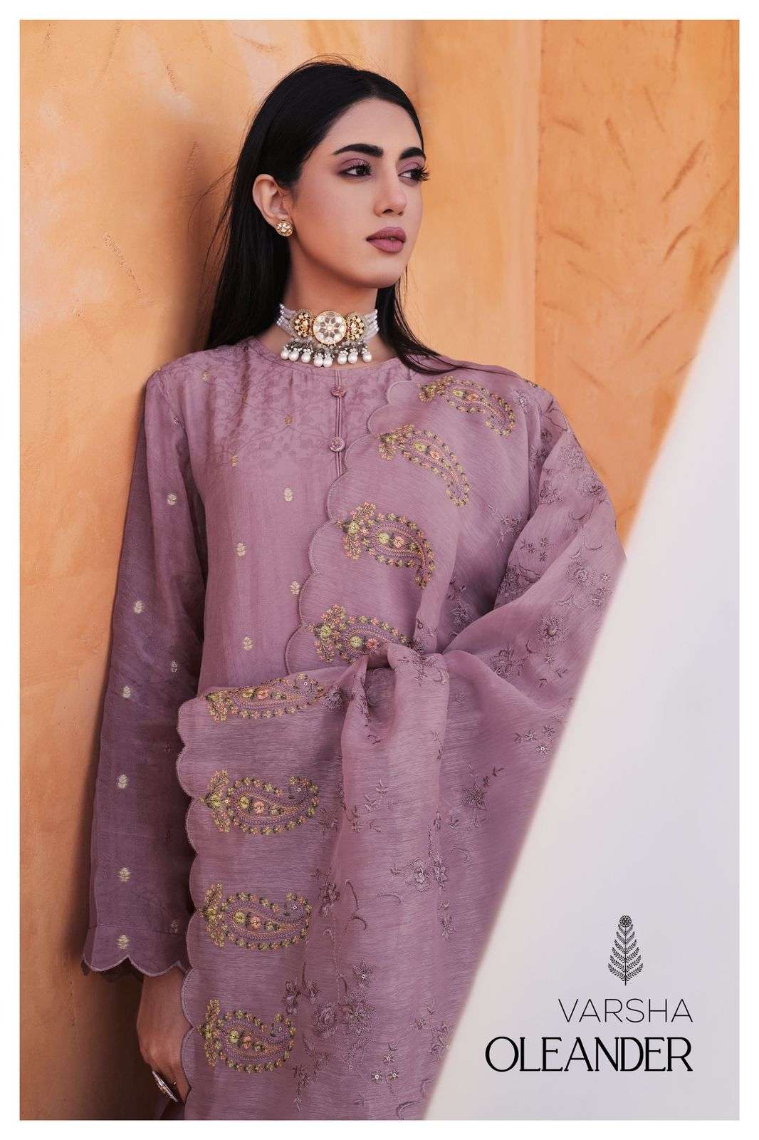 OLEANDER BY VARSHA 01 TO 04 SERIES VISCOSE ORGAZNA EMBROIDERY WORK DRESSES