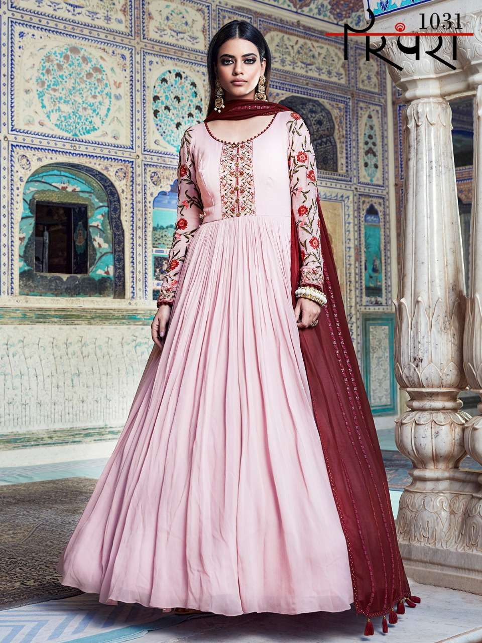 PARAMPARA VOL-7 BY AQSAWHOLESALE GEORGETTE EMBROIDERY WORK STITCHED GOWN & DUPATTA