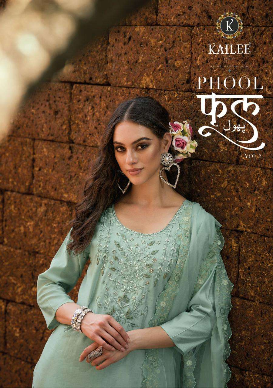 PHOOL VOL-2 BY KAILEE FASHION 40081 TO 40086 SERIES VISCOSE EMBROIDERY STITCHED DRESSES