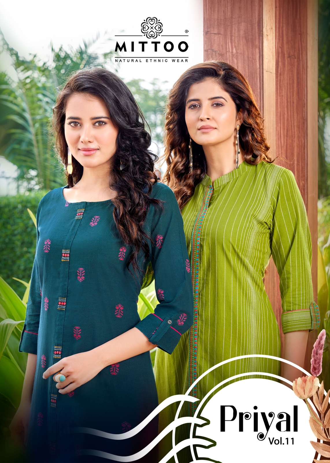 PRIYAL VOL-11 BY MITTOO 2079 TO 2084 SERIES COTTON HAND WORK KURTIS