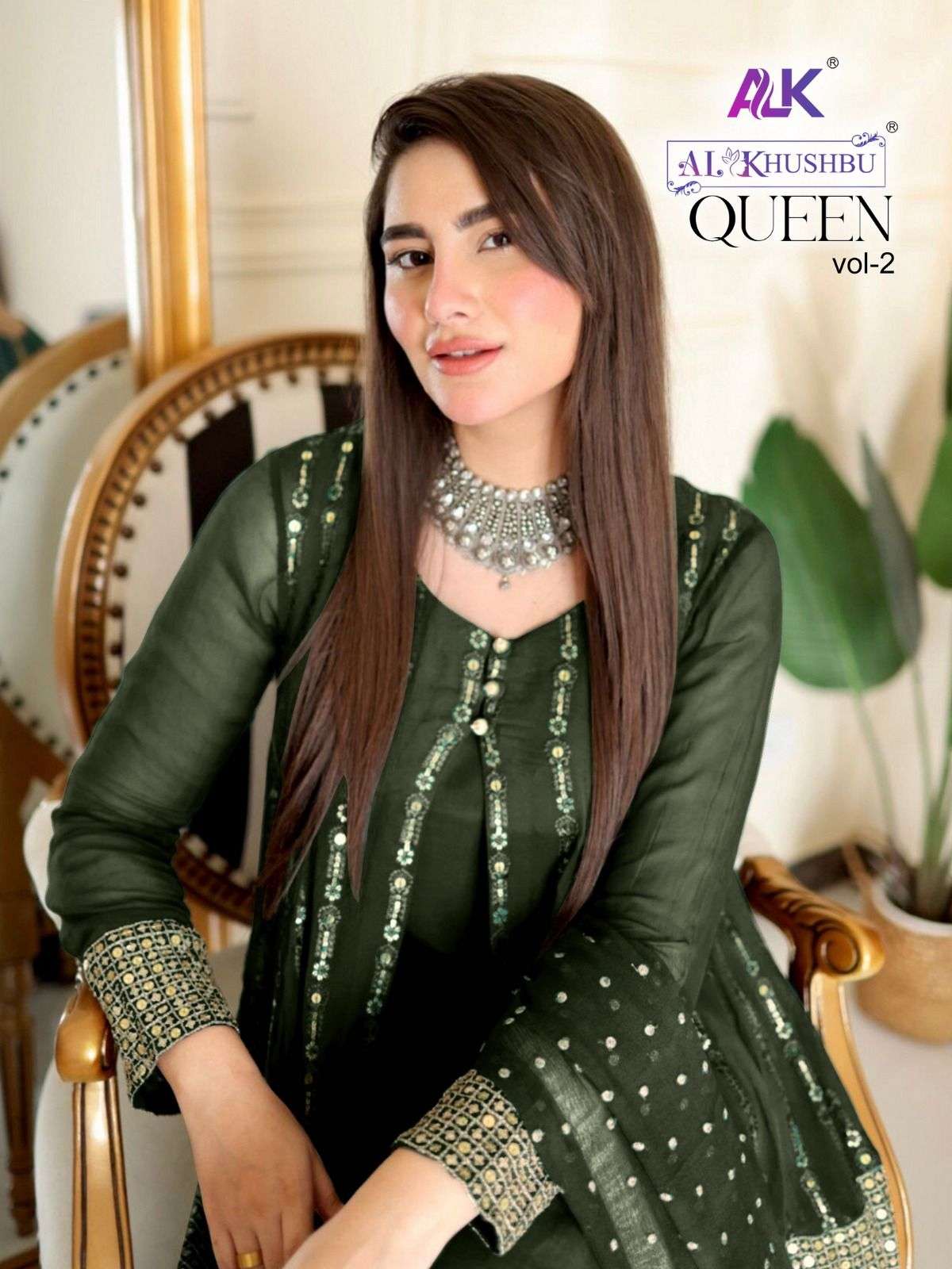 QUEEN VOL-2 BY AL KHUSHBU 4008-A TO 4008-D SERIES GEORGETTE HEAVY EMBROIDERY DRESSES