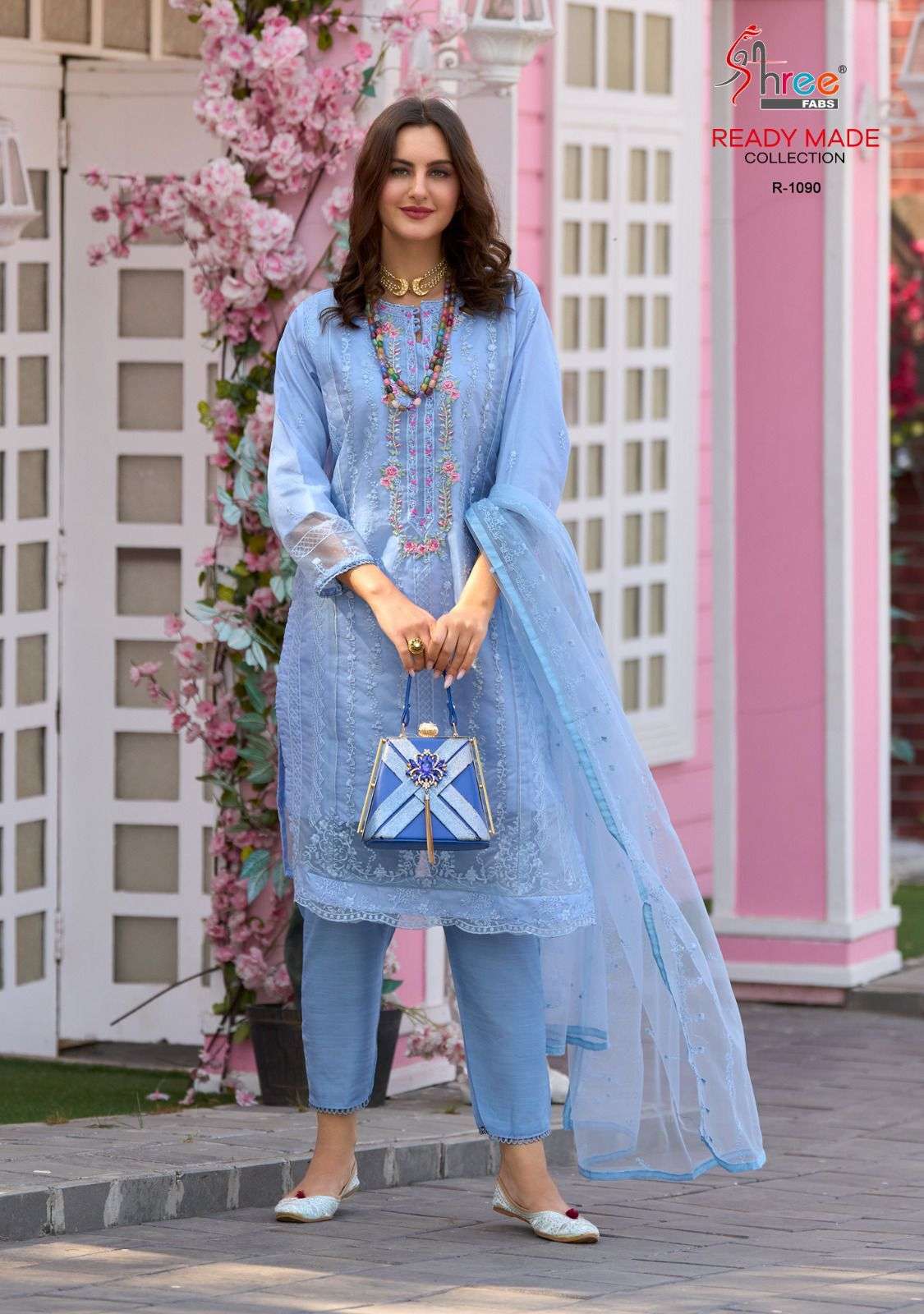 R-1090 HIT DESIGN BY SHREE FABS ORGANZA EMBROIDERY HAND WORK STTICHED PAKISTANI DRESS