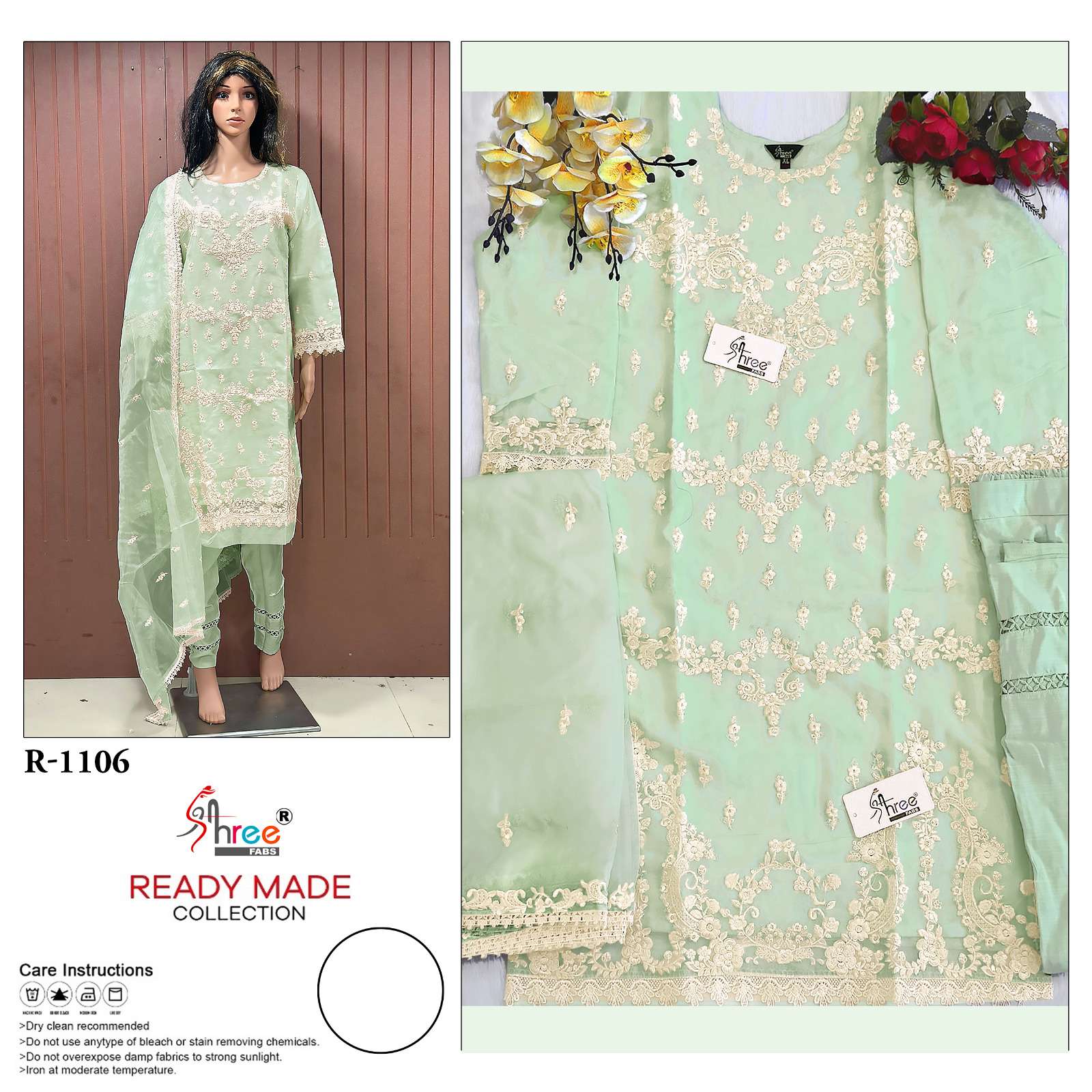 R-1106 COLOURS BY SHREE FABS ORGANZA EMBROIDERY PAKISTANI STITCHED DRESSES