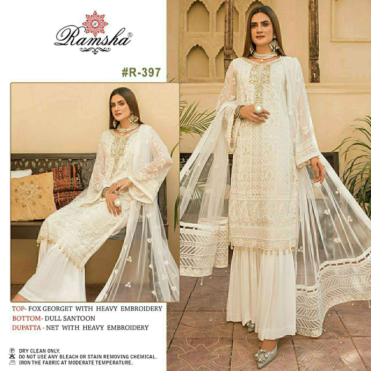 R-397 HIT DESIGN BY RAMSHA GEORGETTE HEAVY EMBROIDERY PAKISTANI DRESS