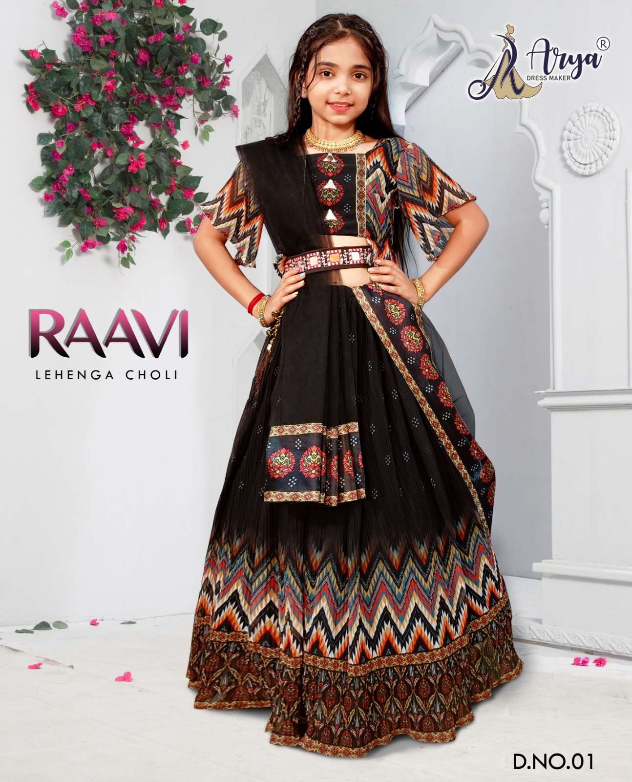 RAAVI BY ARYA DRESS MAKER 01 TO 06 SERIES GEORGETTE PRINT KIDS LEHENGA CHOLIS