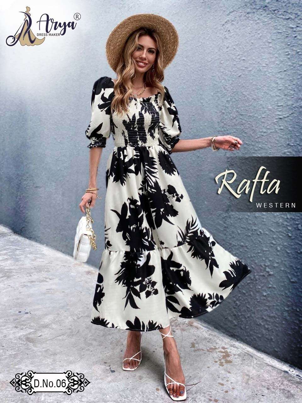 RAFTA WESTERN BY ARYA DRESS MAKER 01 TO 07 SERIES POLI RAYON PRINT LONG KURTIS