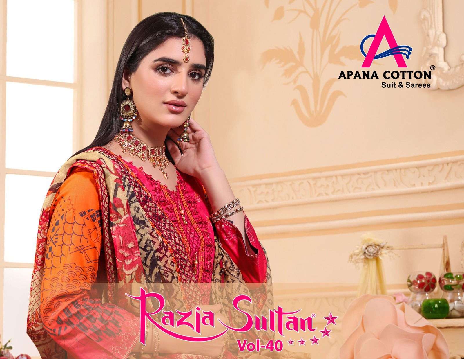 RAZIYA SULTAN VOL-40 BY APANA COTTON 40001 TO 40010 SERIES COTTON PRINT PAKISTANI SUITS