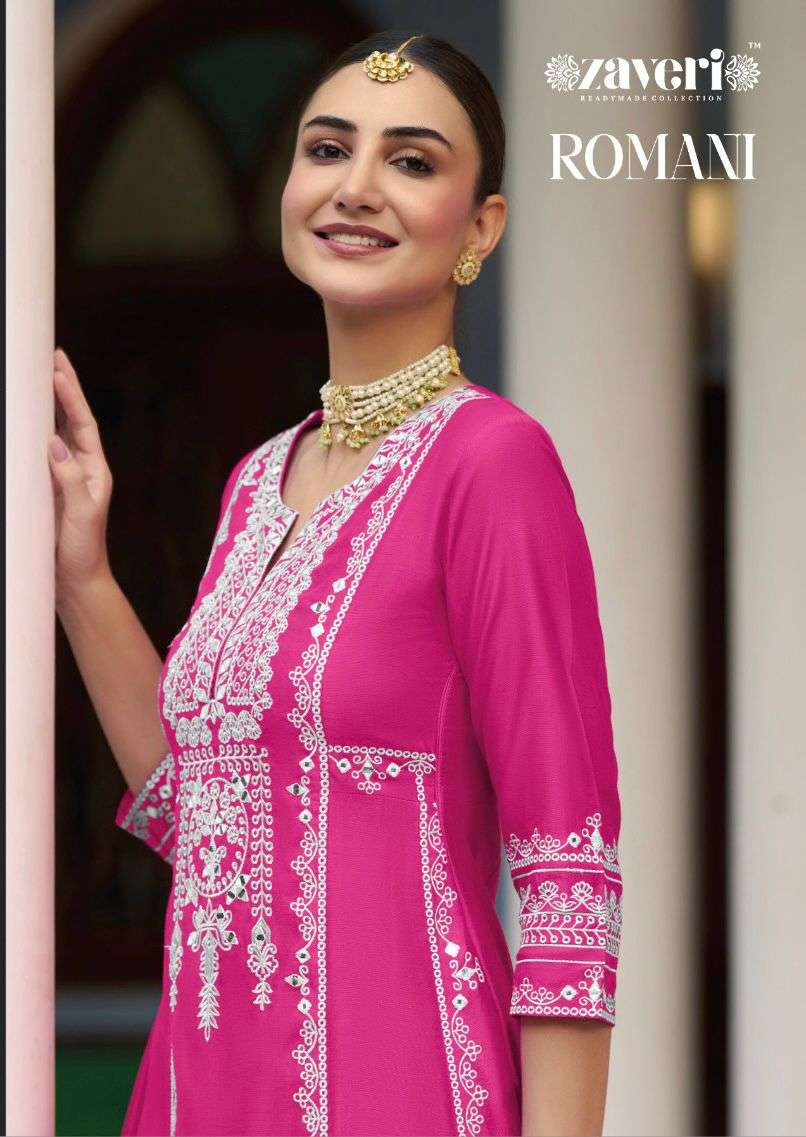 ROMANI BY ZAVERI 1109 TO 1112 SERIES ROMAN SILK EMBROIDERY STITCHED DRESSES