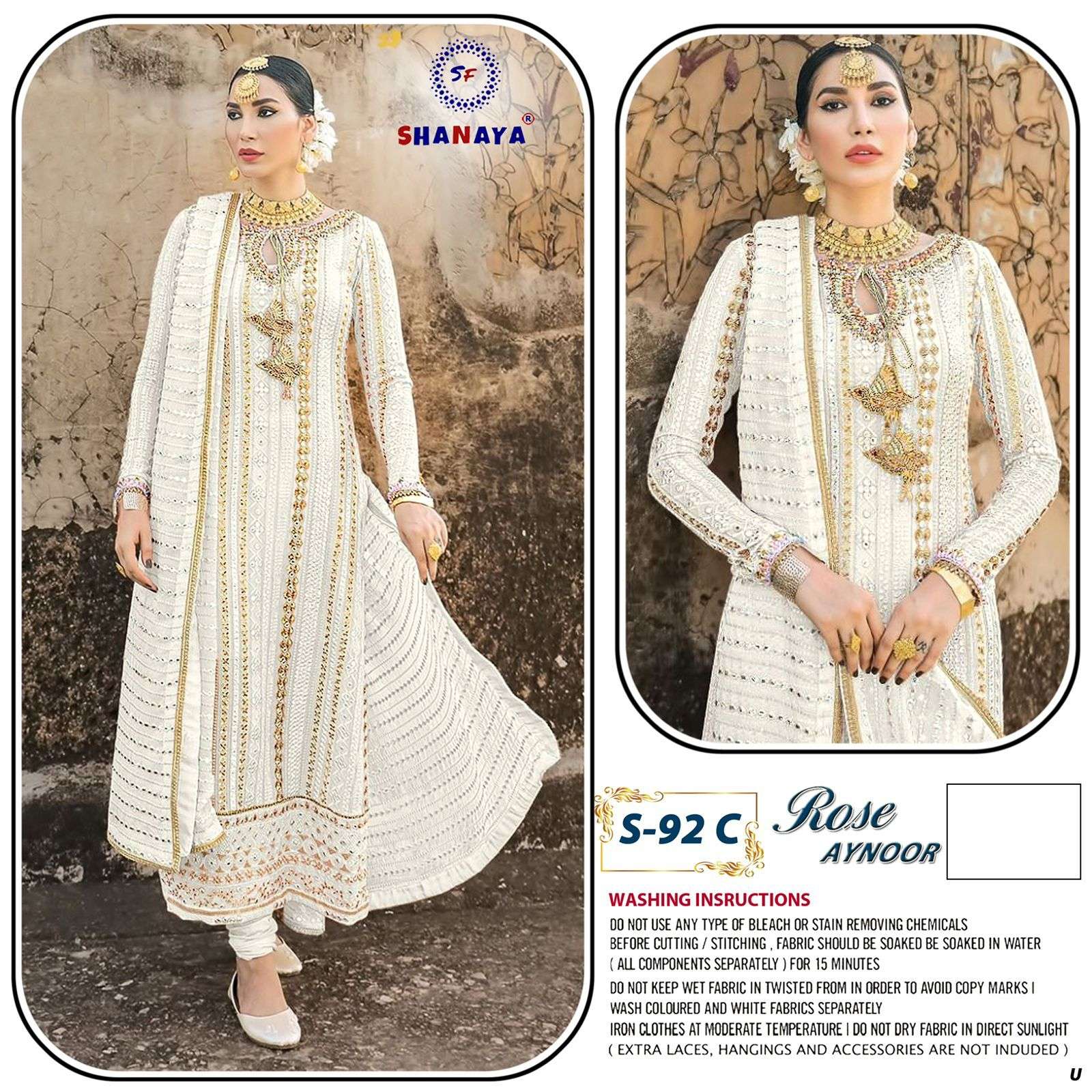 ROSE AYNOOR S-92 C BY SHANAYA FASHION FAUX GEORGETTE EMBROIDERY PAKISTANI DRESS