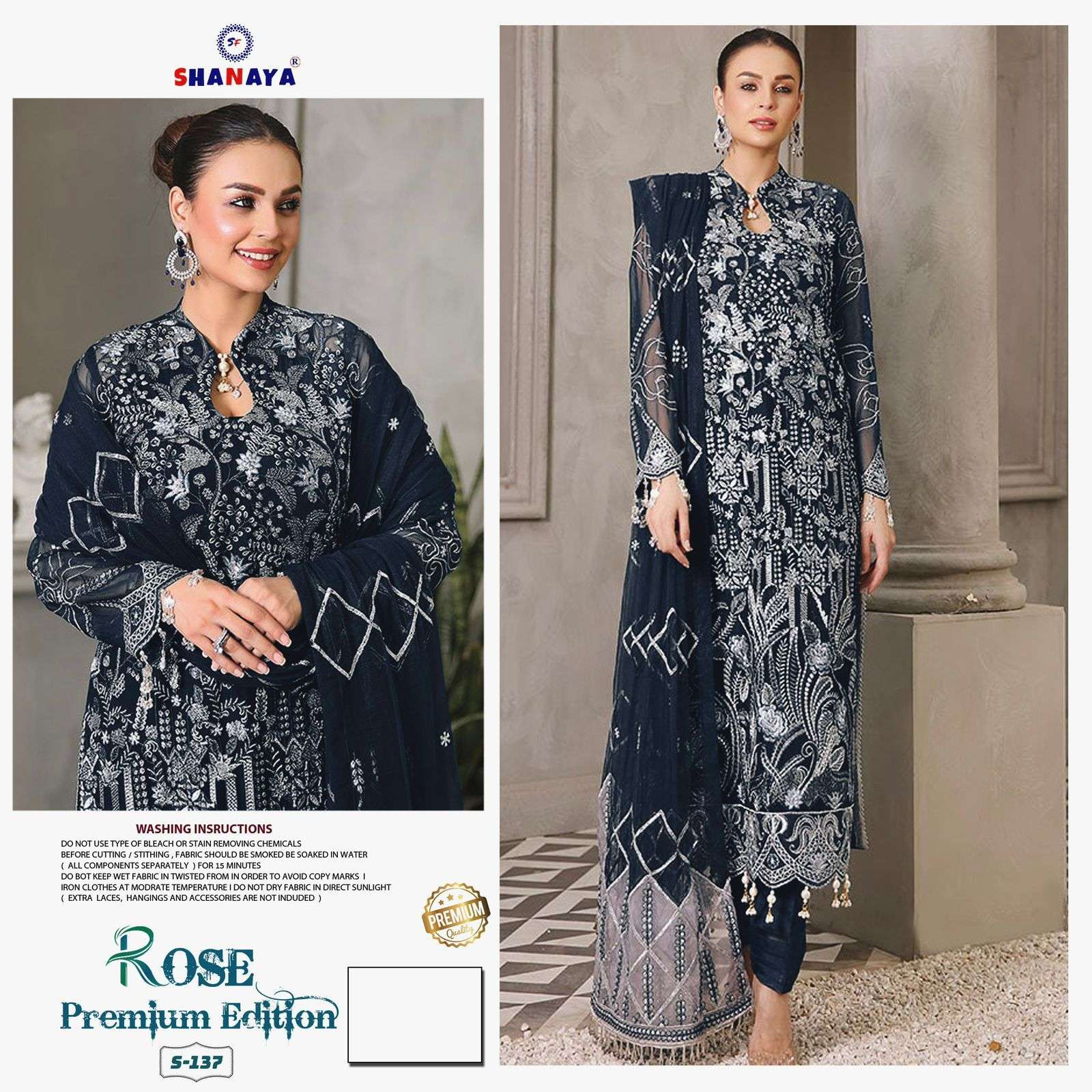 ROSE PREMIUM EDITION S-137 BY SHANAYA FASHION FAUX GEORGETTE EMBROIDERY PAKISTANI DRESS