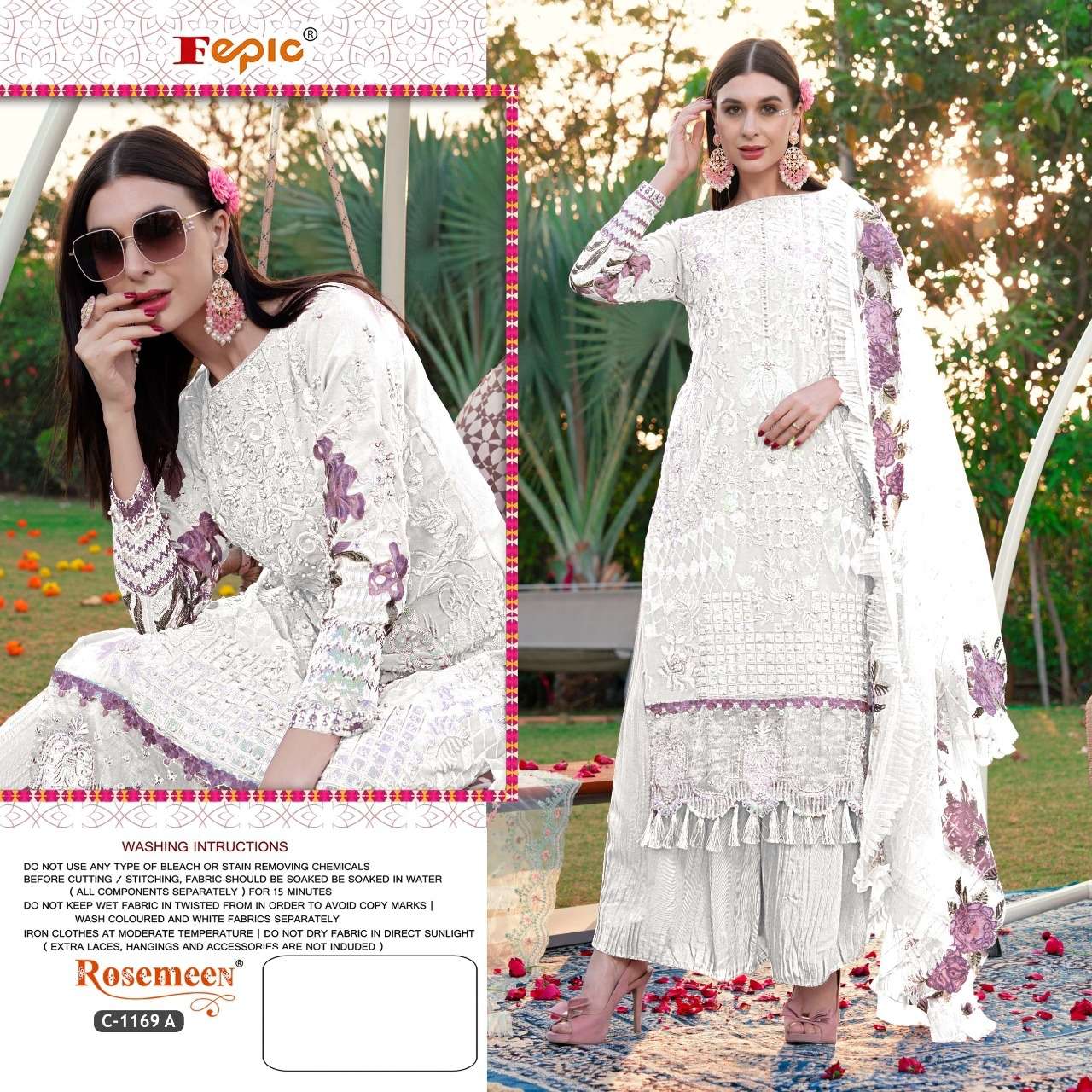 ROSEMEEN 1169 COLOURS BY FEPIC 1169-A TO 1169-F SERIES GEORGETTE EMBRODIERY PAKISTANI DRESSES