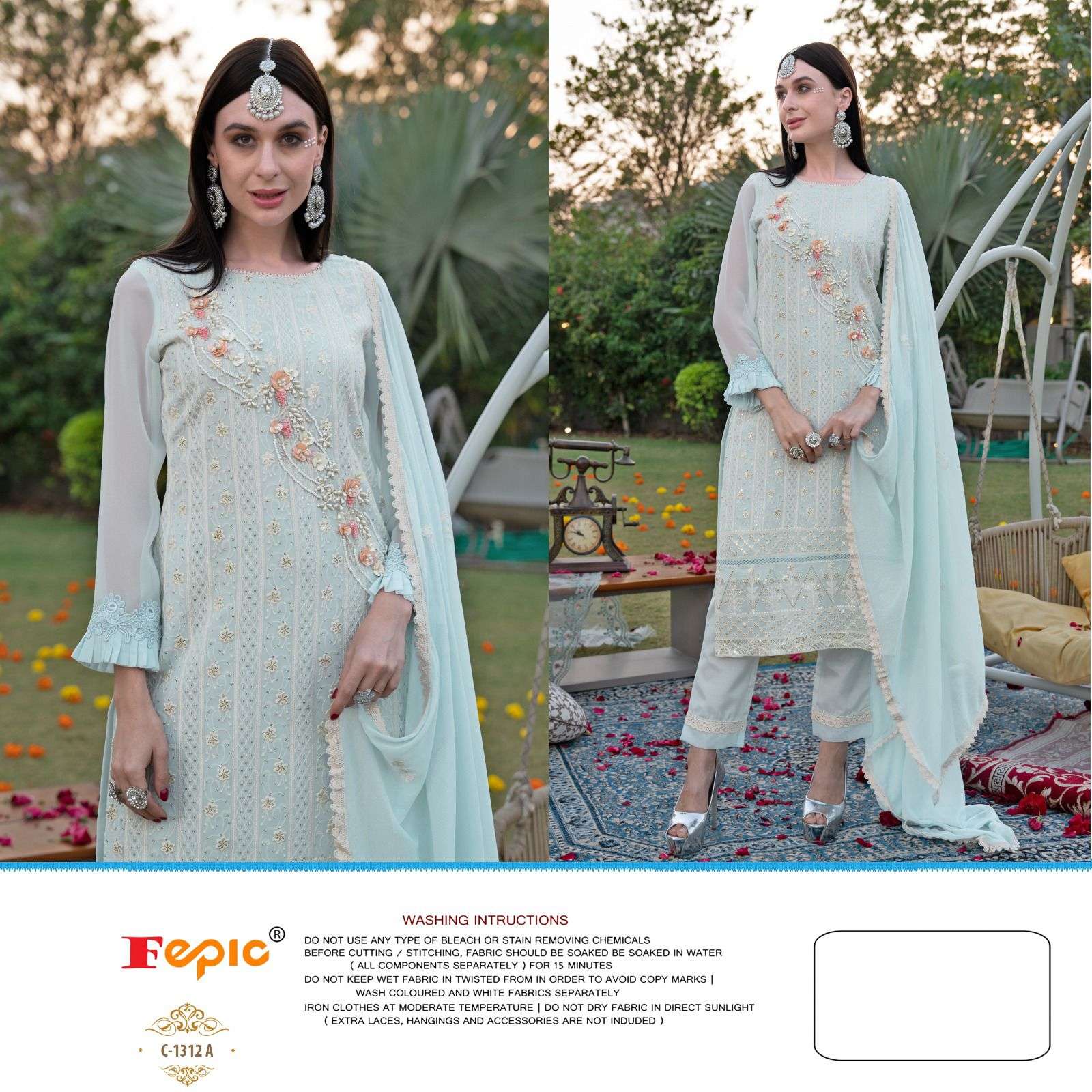 ROSEMEEN 1312 COLOURS BY FEPIC 1312-A TO 1312-D SERIES GEORGETTE EMBROIDERY PAKISTANI DRESSES