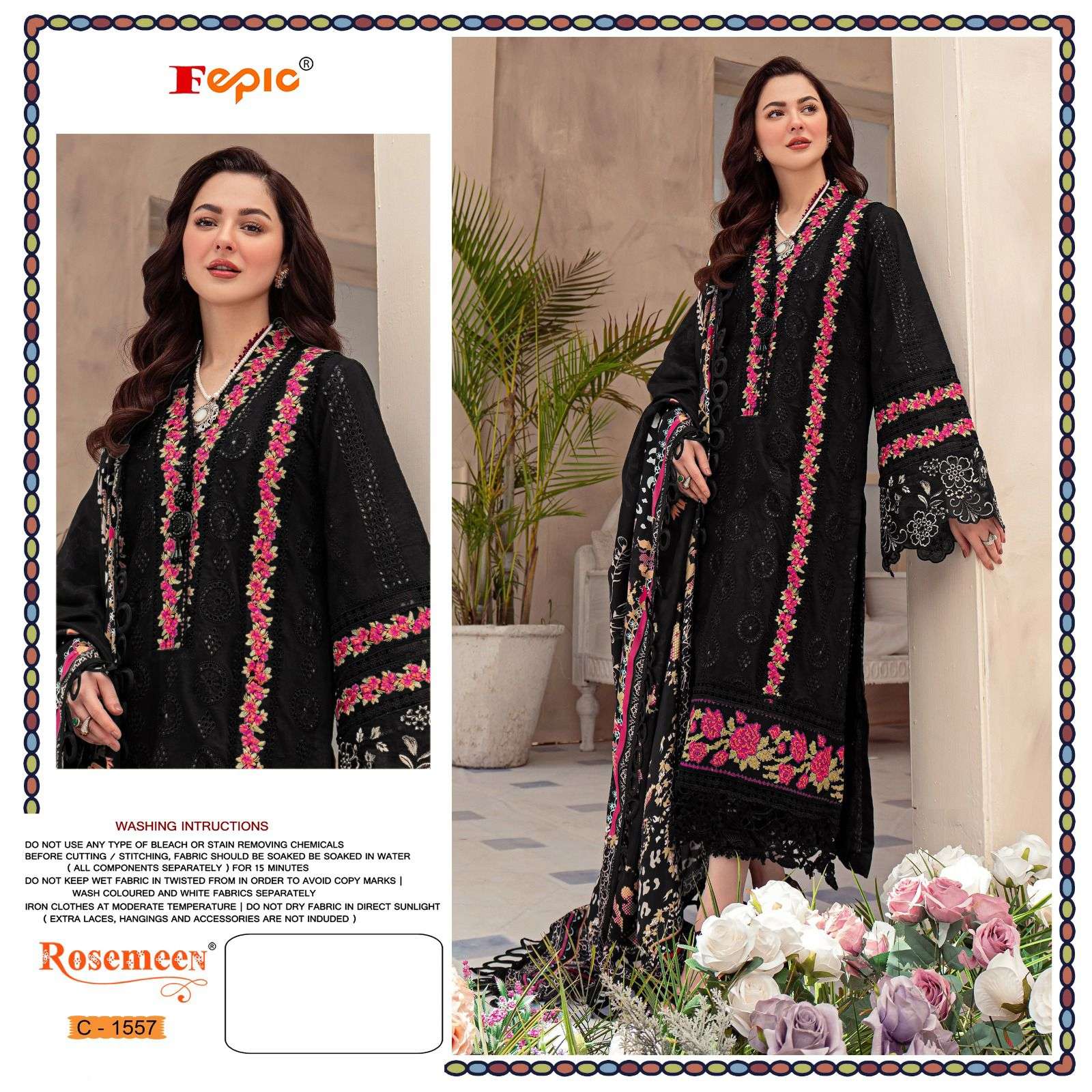 ROSEMEEN 1557 COLOURS BY FEPIC 1557-A TO 1557-D SERIES GEORGETTE WORK PAKISTANI DRESSES