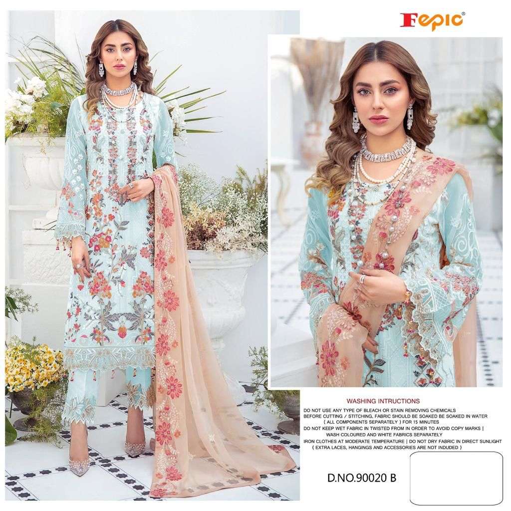 ROSEMEEN 90020 COLOURS BY FEPIC 90020 TO 90020-J SERIES GEORGETTE EMBROIDERY PAKISTANI DRESSES