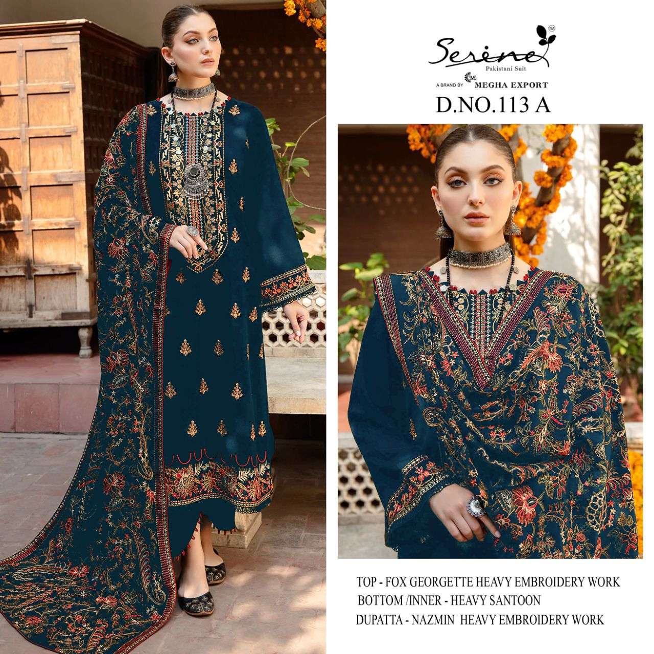 S-113 COLOURS BY SERINE S-113 A TO S-113 D SERIES FAUX GEORGETTE EMBROIDERY PAKISTANI DRESSES