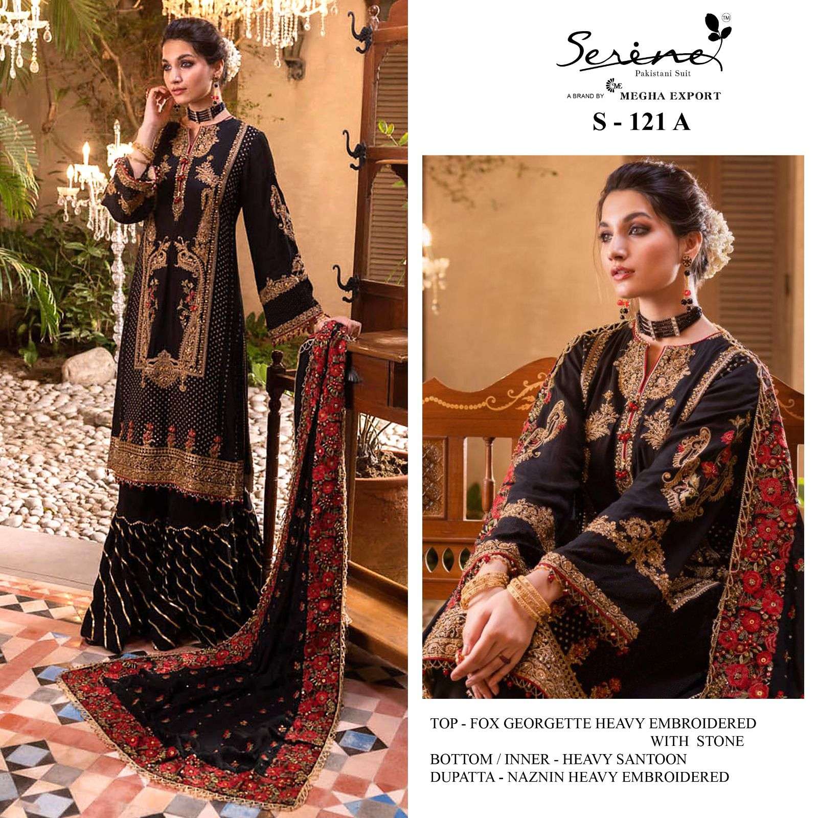 S-121 HIT DESIGN BY SERINE FAUX GEORGETTE EMBROIDERY PAKISTANI DRESS