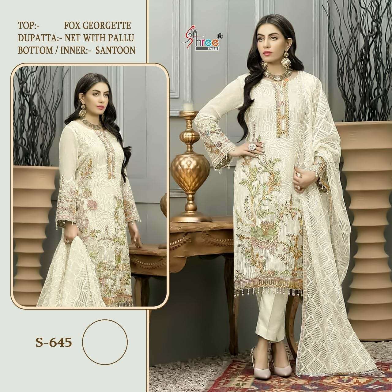 S-645 HIT DESIGN BY SHREE FABS FAUX GEORGETTE EMBROIDERY PAKISTANI DRESS