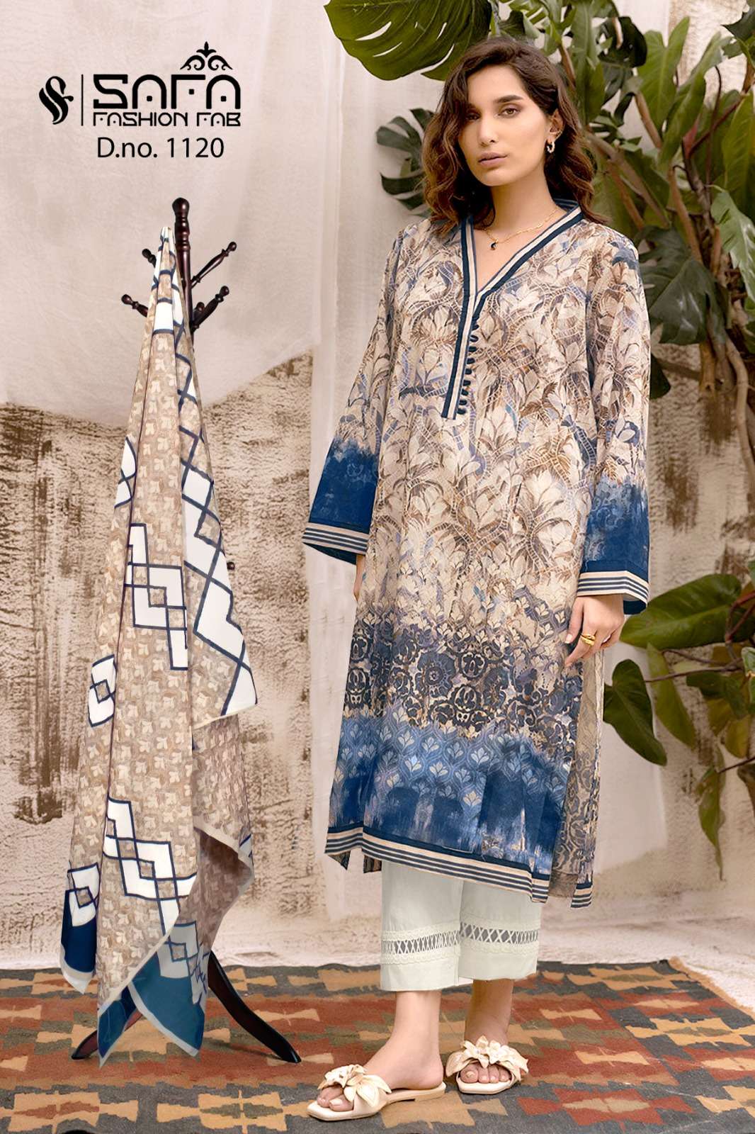 SAFA 1120 HIT DESIGN BY SAFA FASHION FAB HEAVY MUSLIN PRINT WORK STITCHED DRESS